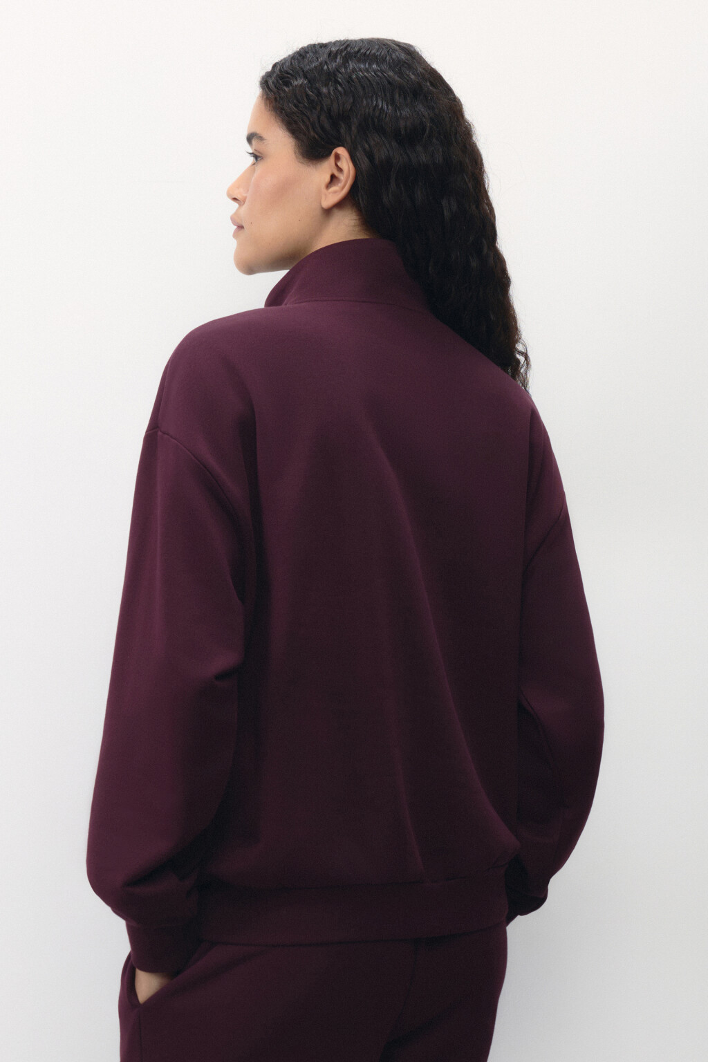 Худи half-zip спортивная с принтом - цвет бордовый - 5