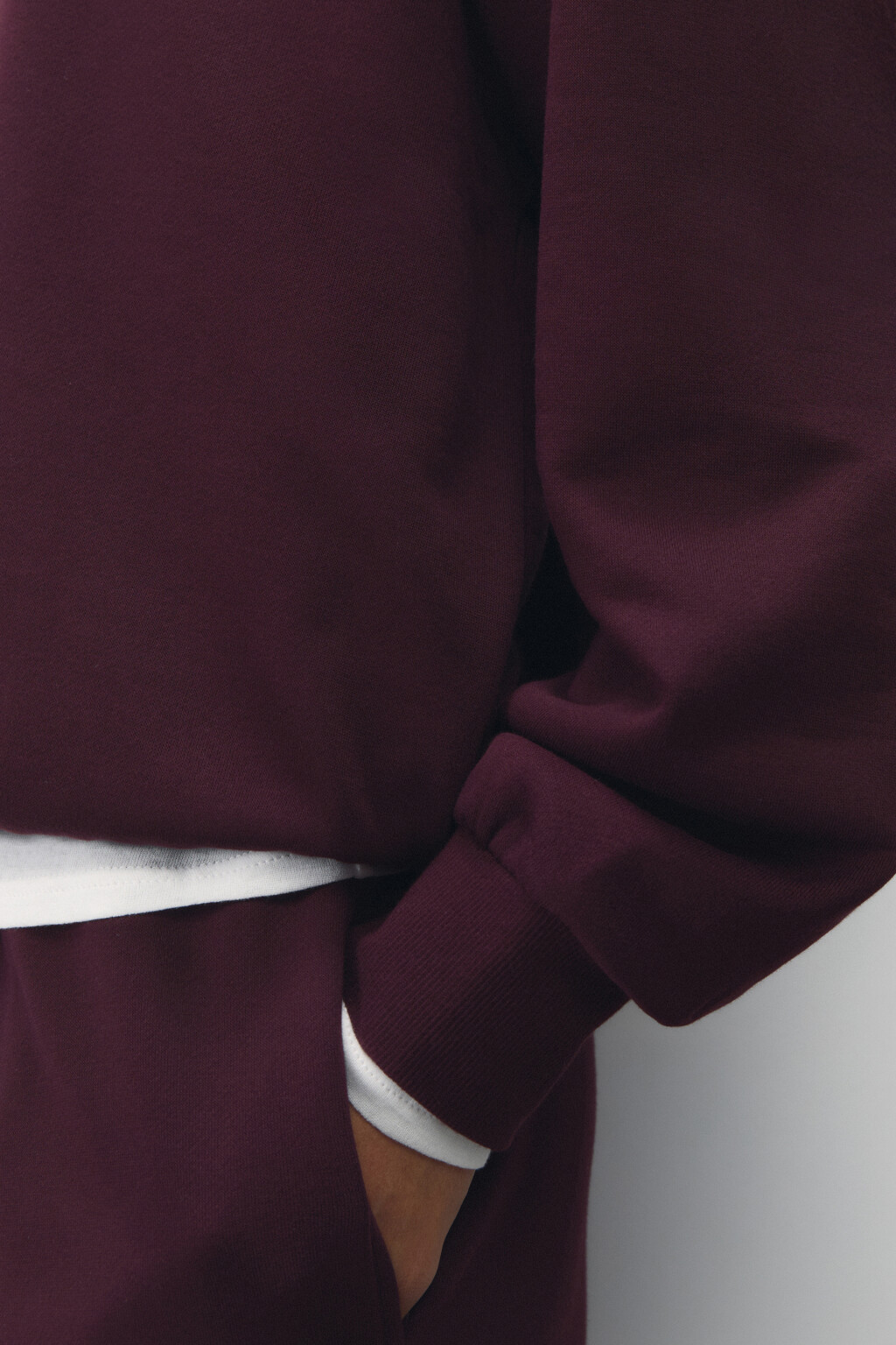 Худи half-zip спортивная с принтом - цвет бордовый - 8