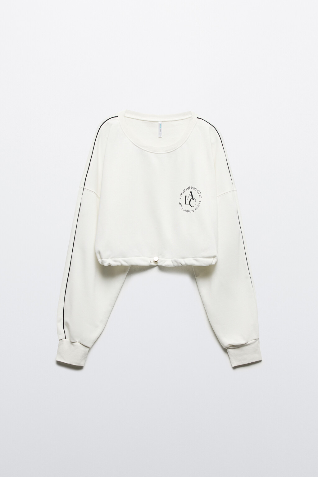 Свитшот спортивный укороченный из футера - цвет ванильный - 10