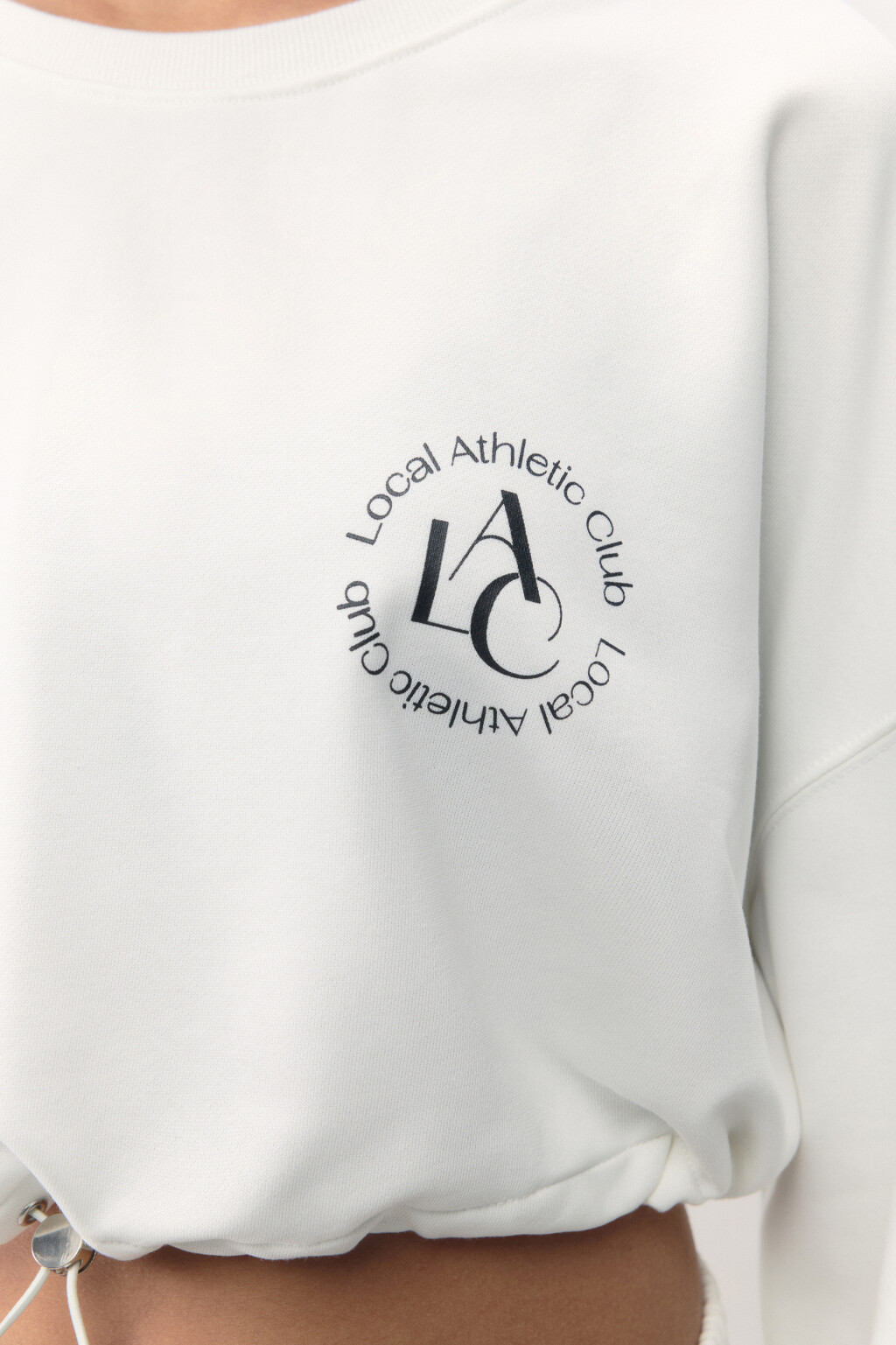 Свитшот спортивный укороченный из футера - цвет ванильный - 8