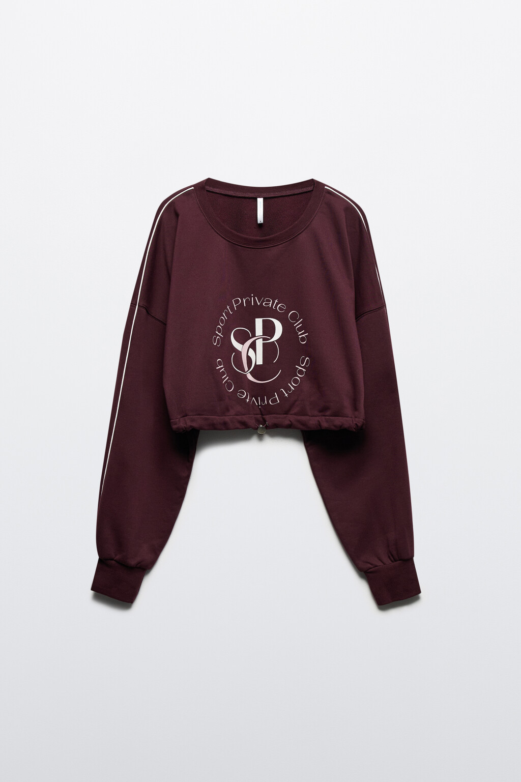 Свитшот спортивный укороченный из футера - цвет бордовый - 9