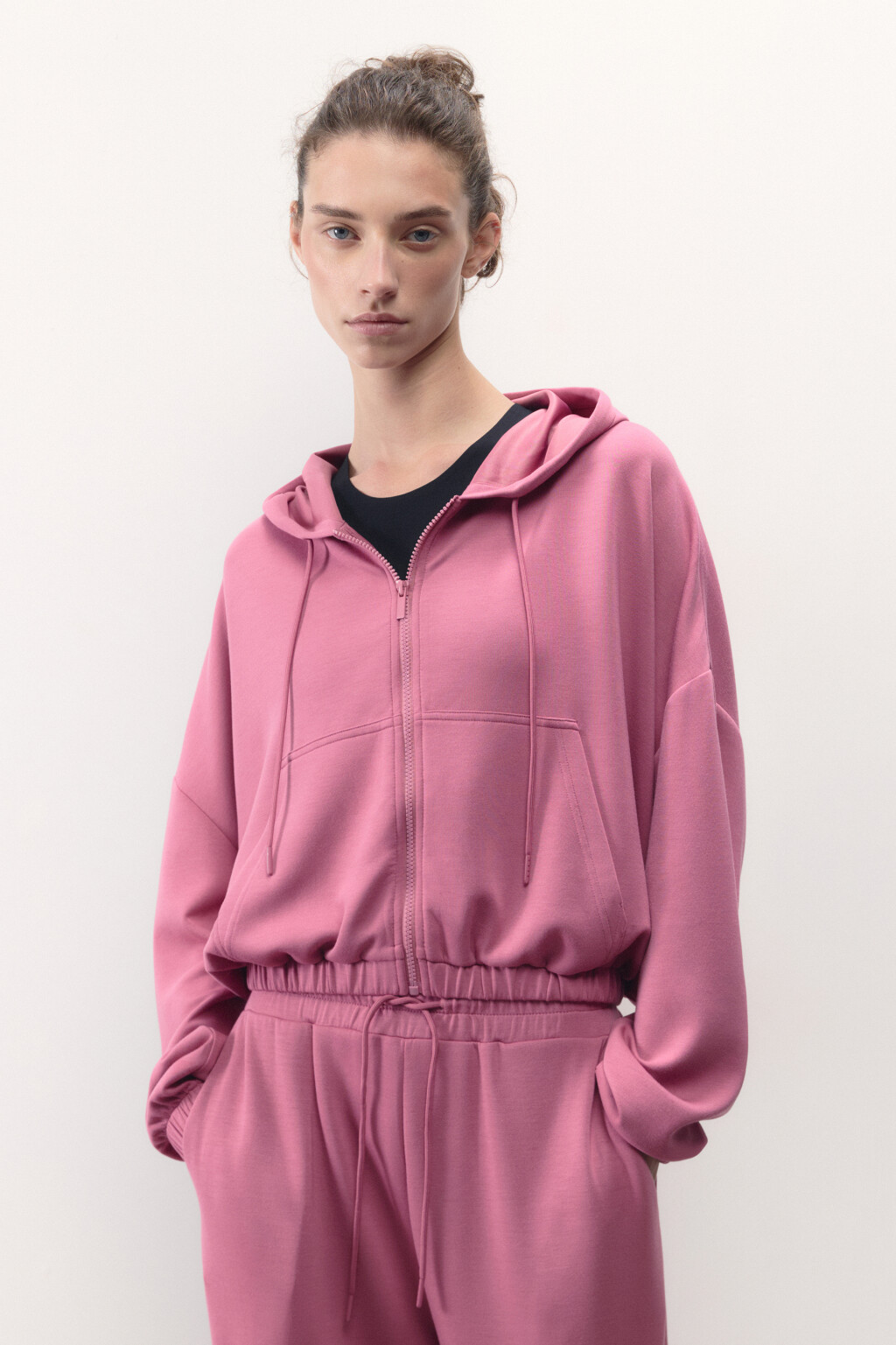 Худи oversize спортивная с капюшоном - цвет розовый - 2