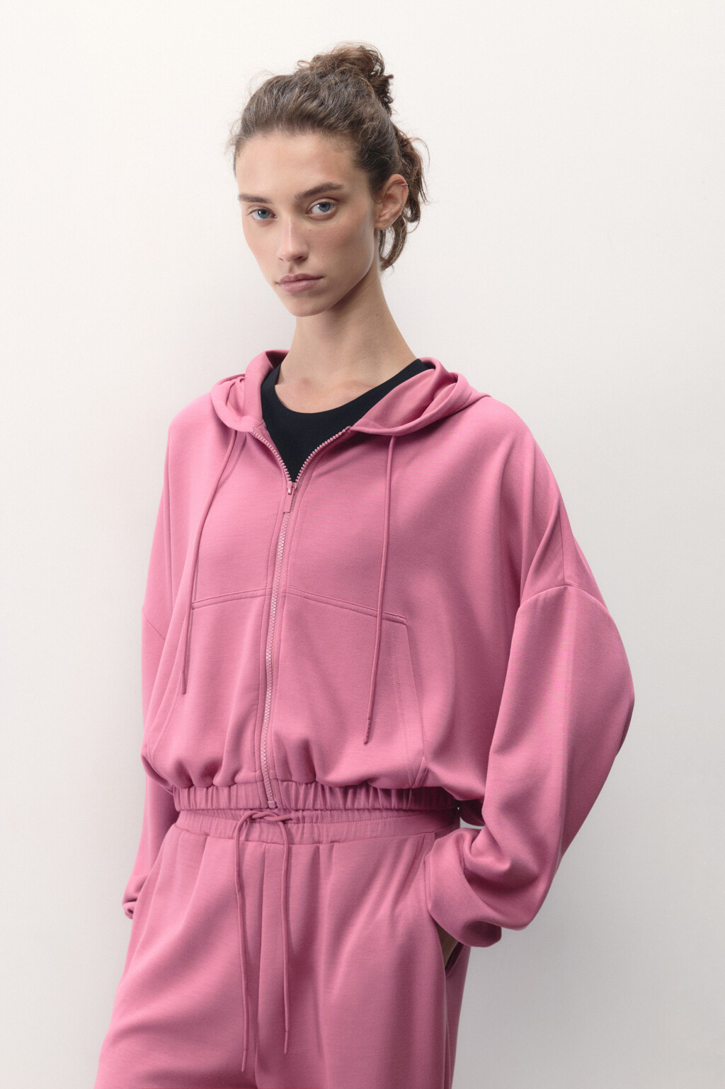 Худи oversize спортивная с капюшоном - цвет розовый - 3