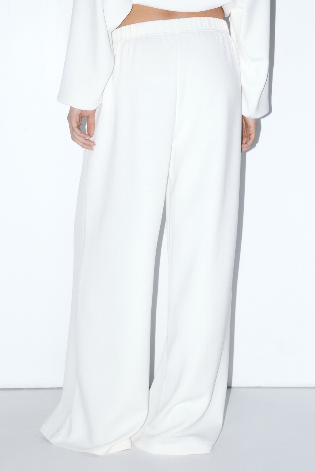 Брюки домашние трикотажные с поясом-резинкой - цвет ванильный - 4