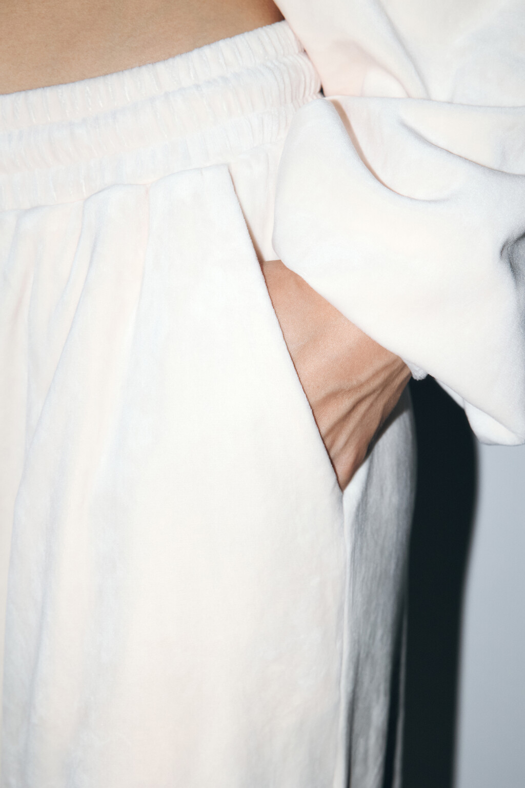 Брюки домашние с бархатной фактурой - цвет ванильный - 7