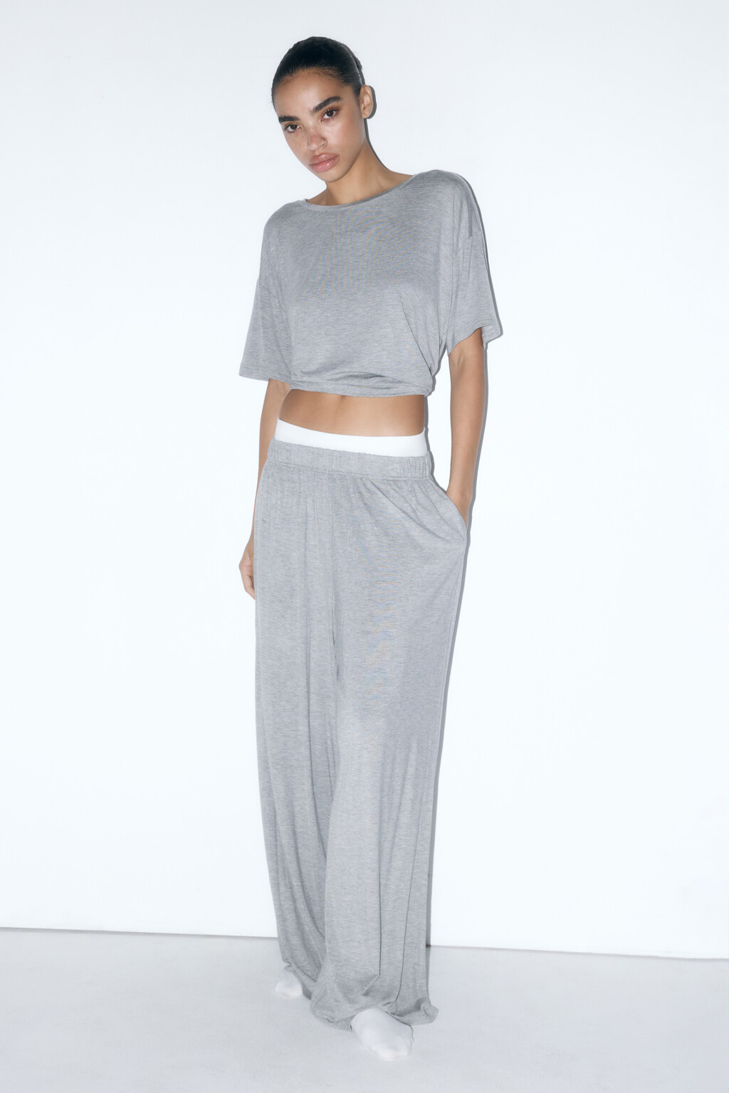 Брюки пижамные из вискозы - цвет серый - 5