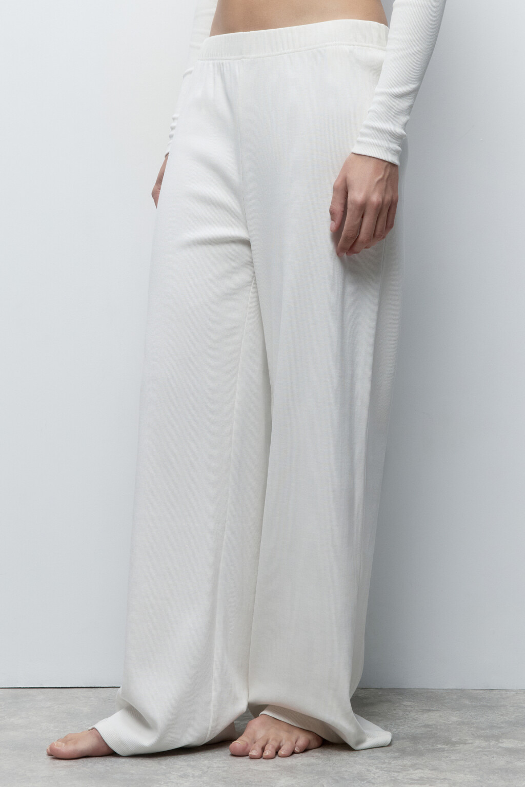 Брюки домашние хлопковые в рубчик - цвет ванильный - 3