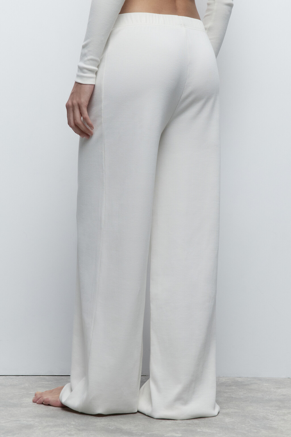 Брюки домашние хлопковые в рубчик - цвет ванильный - 4