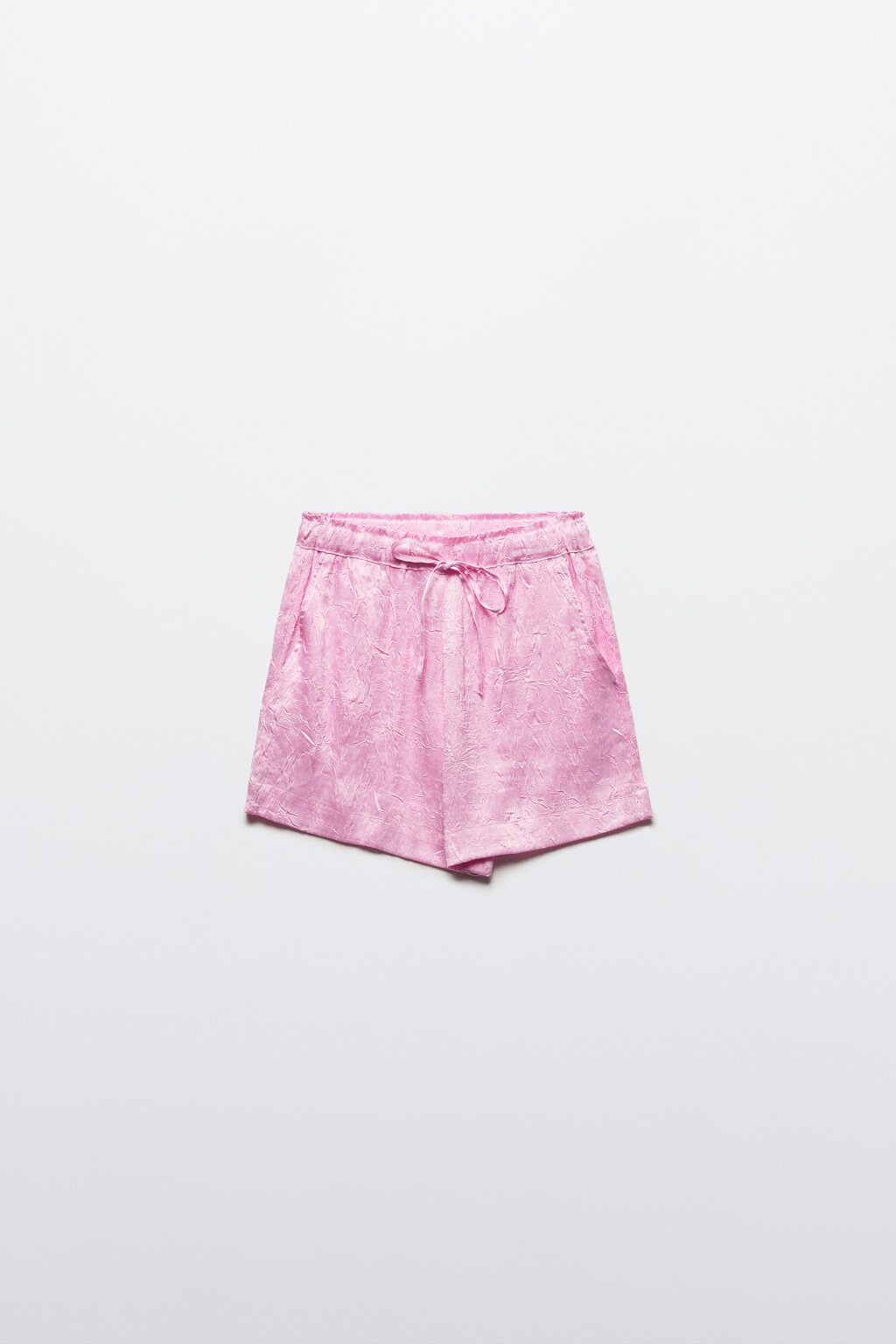 Шорты домашние атласные с поясом на завязках - цвет розовый - 8