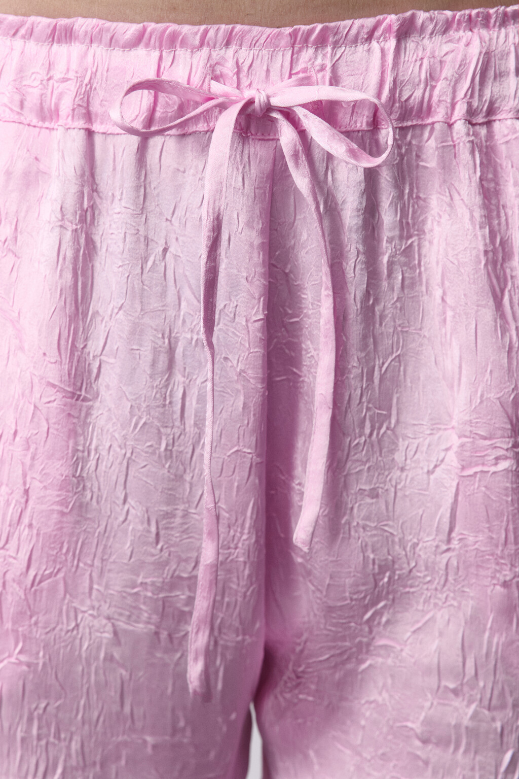 Шорты домашние атласные с поясом на завязках - цвет розовый - 6