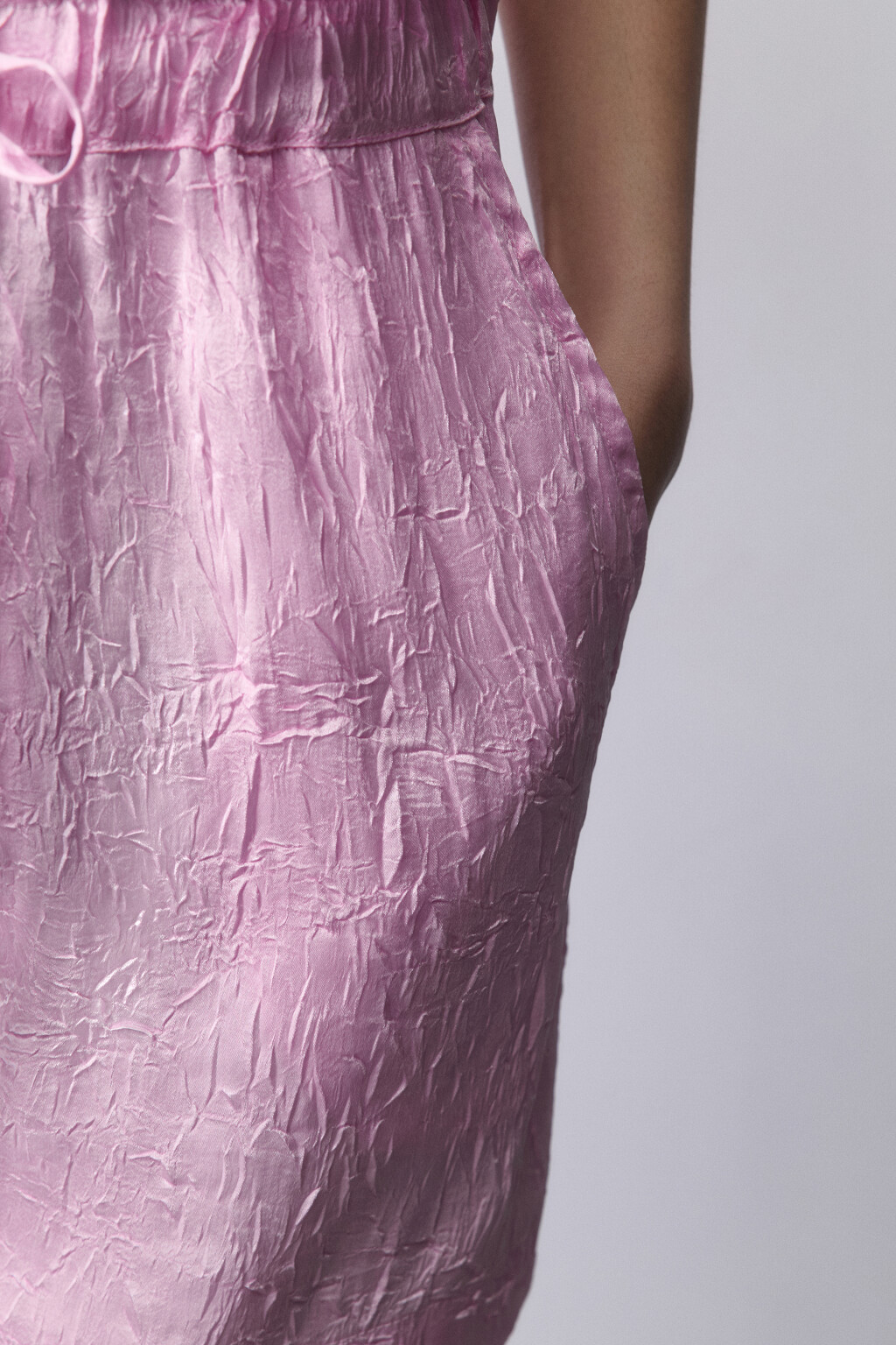 Шорты домашние атласные с поясом на завязках - цвет розовый - 7