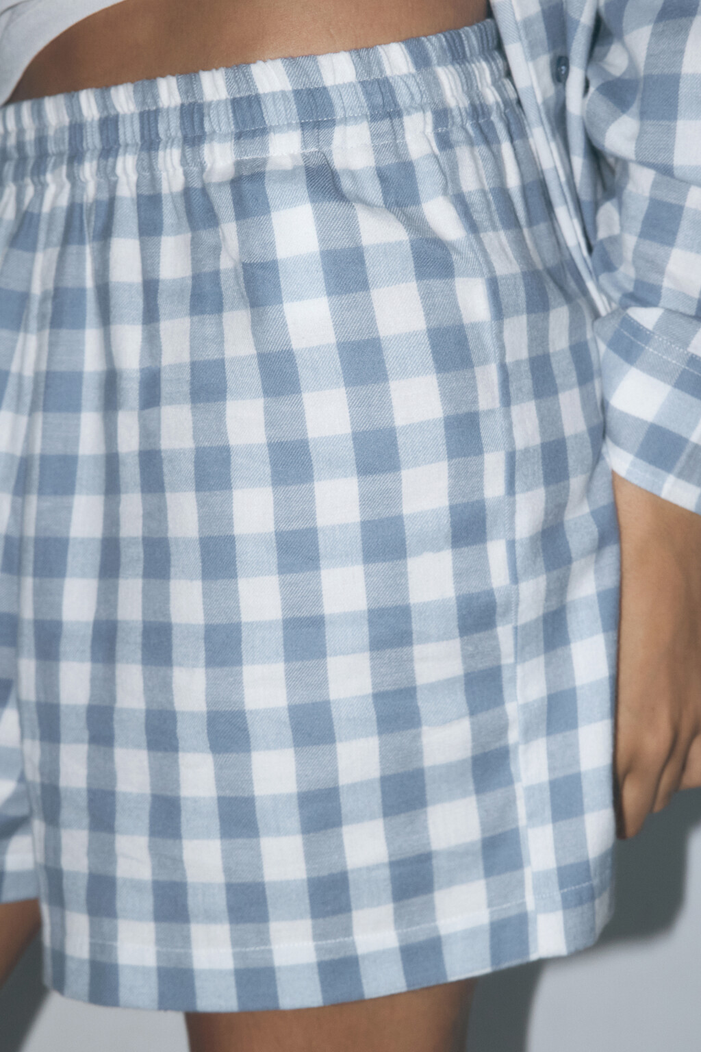 Шорты домашние хлопковые в клетку - цвет голубой - 6