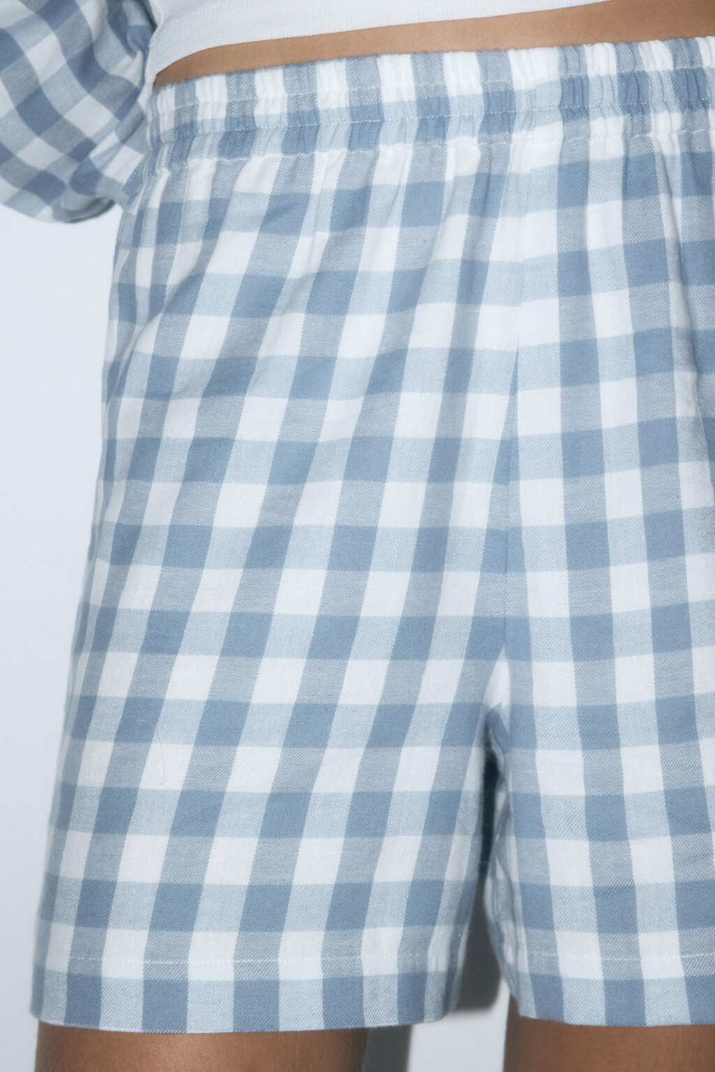 Шорты домашние хлопковые в клетку - цвет голубой - 7