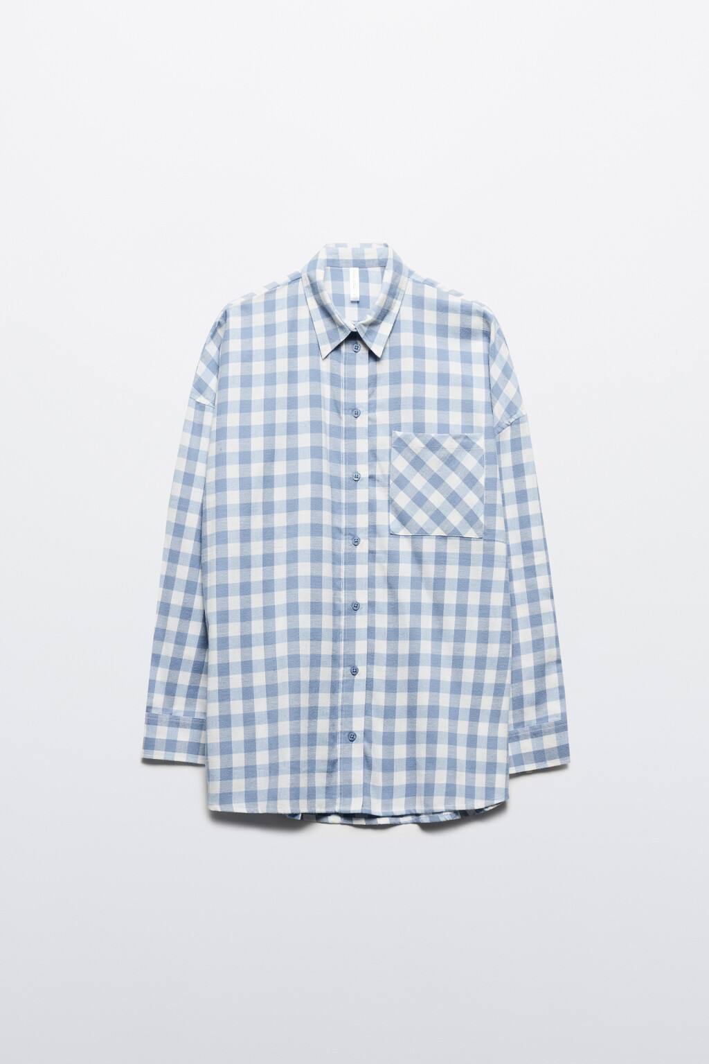 Рубашка домашняя хлопковая в клетку - цвет голубой - 8