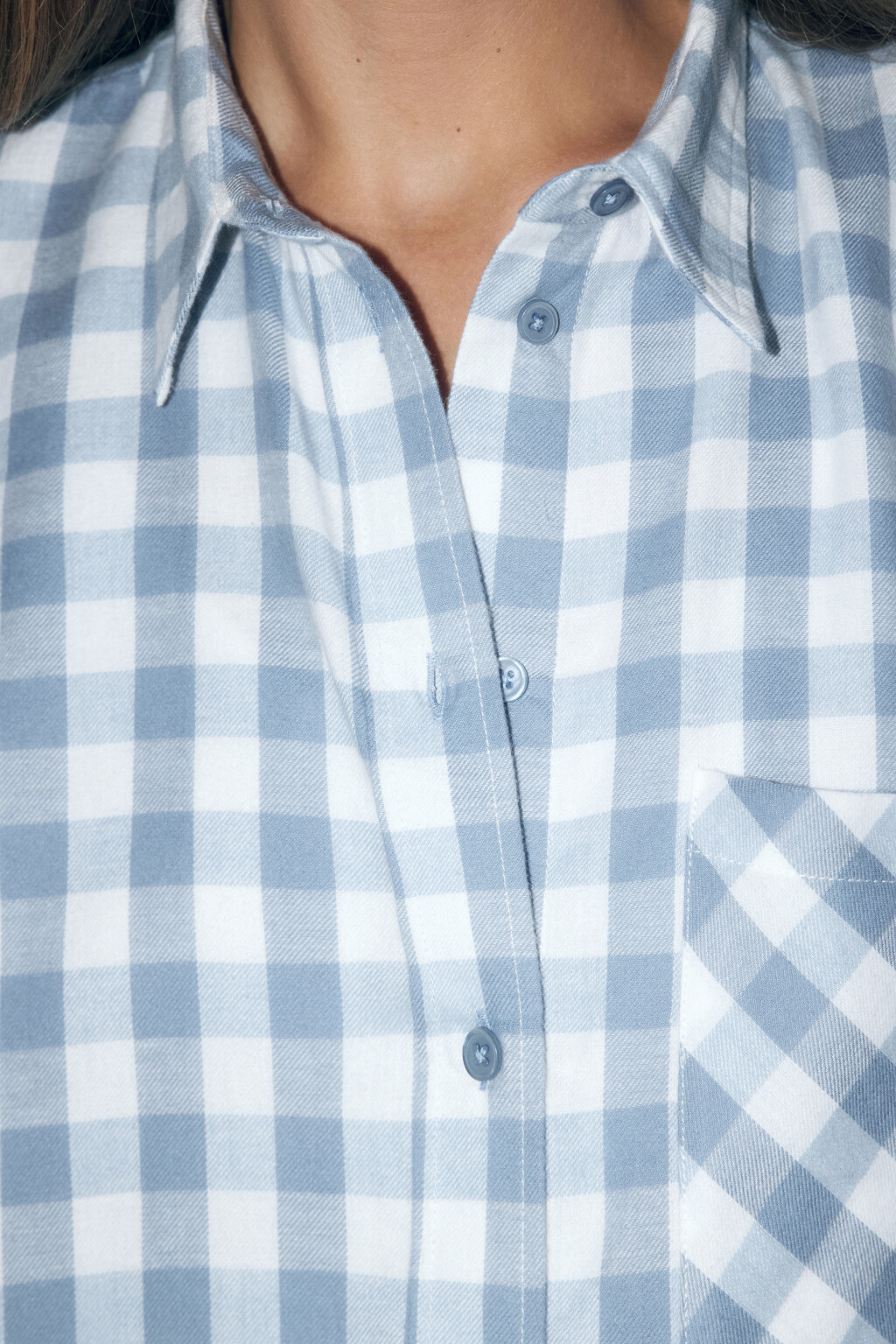 Рубашка домашняя хлопковая в клетку - цвет голубой - 6