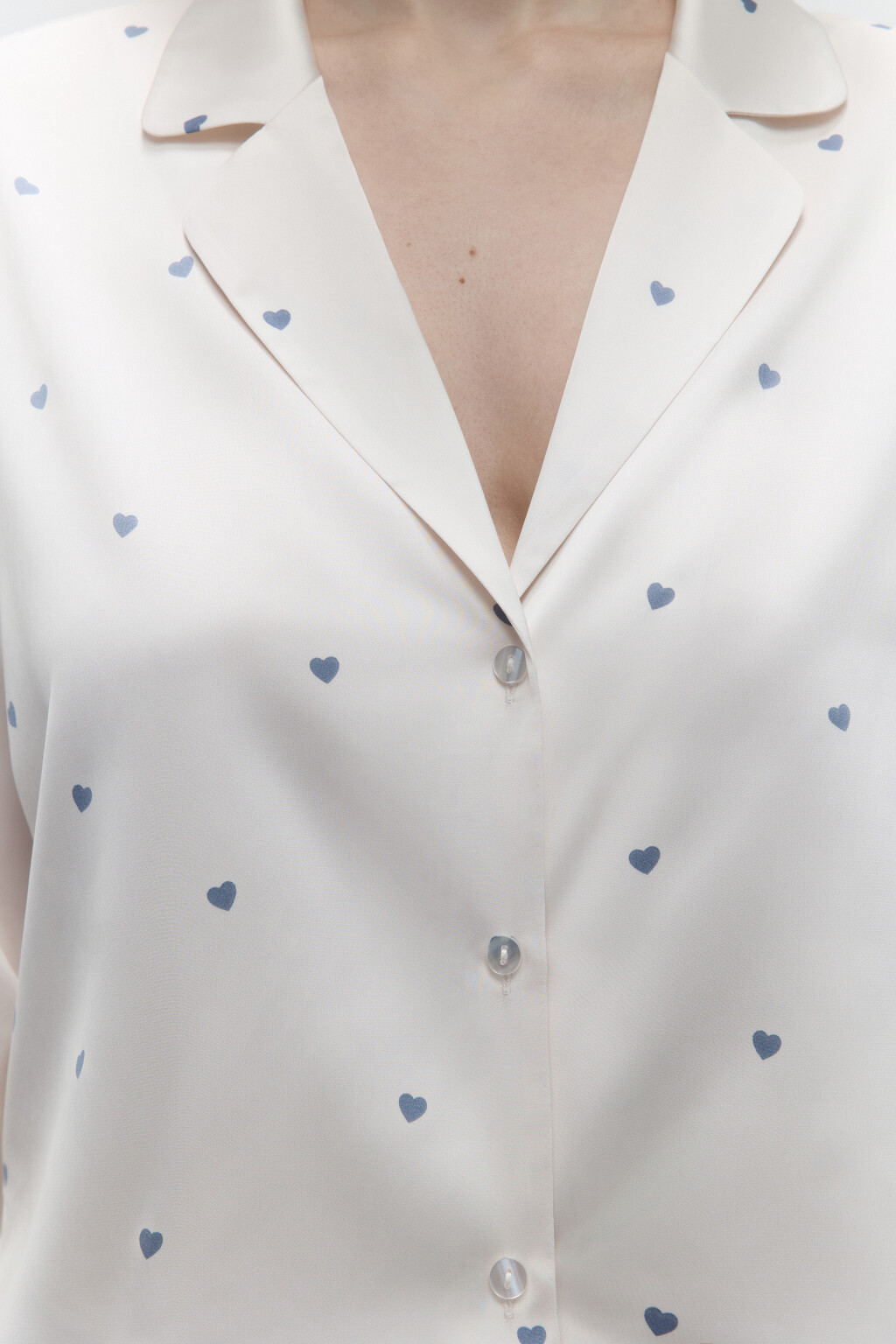 Блузка домашняя атласная с принтом - цвет голубой - 6