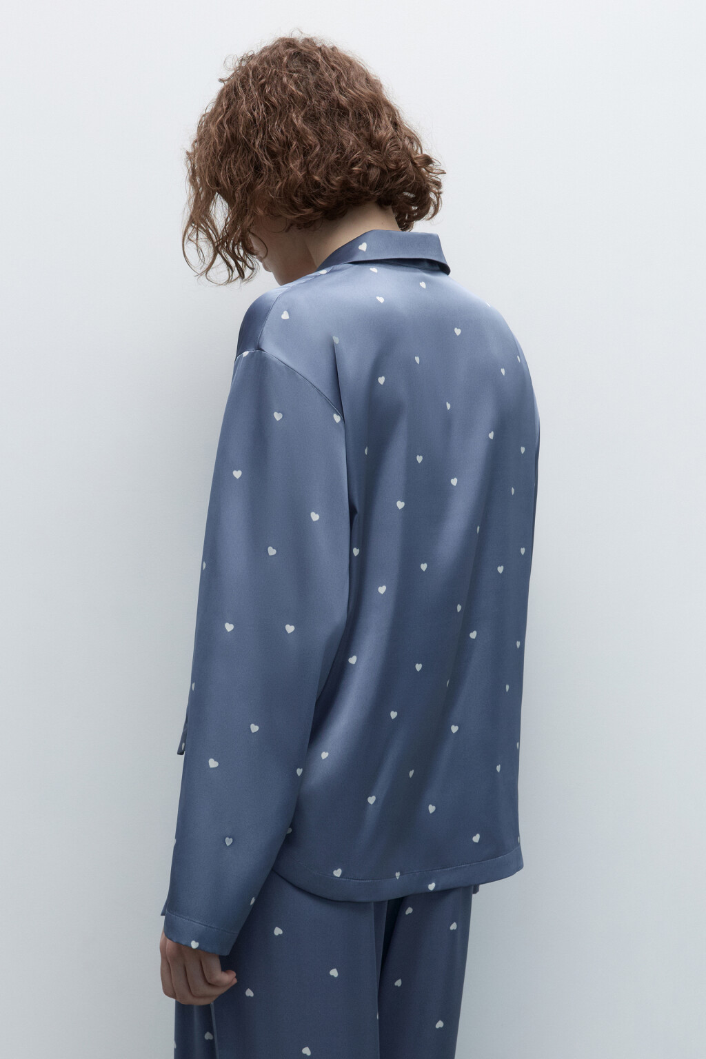 Блузка домашняя атласная с принтом - цвет бежевый - 4