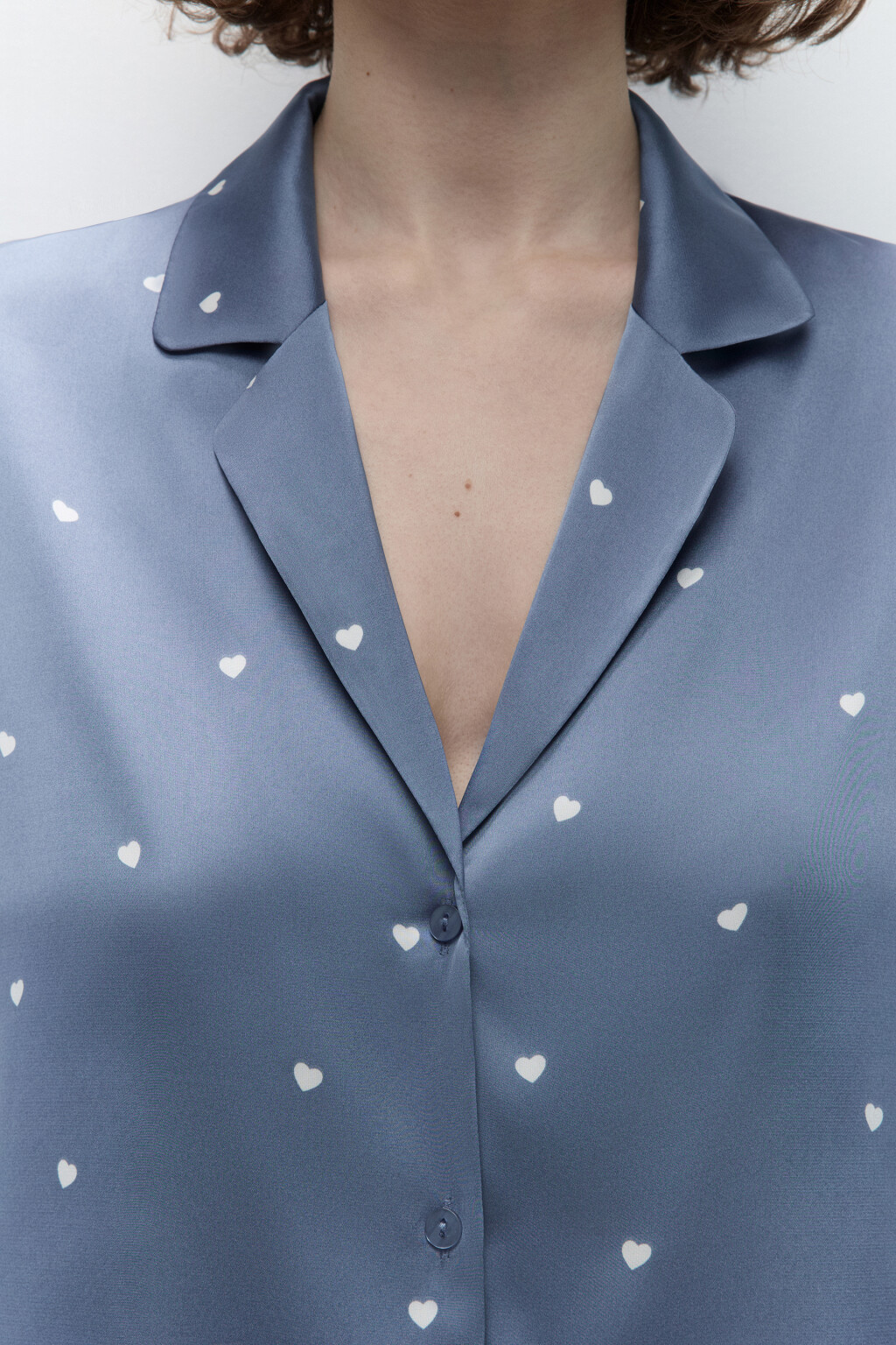 Блузка домашняя атласная с принтом - цвет бежевый - 6