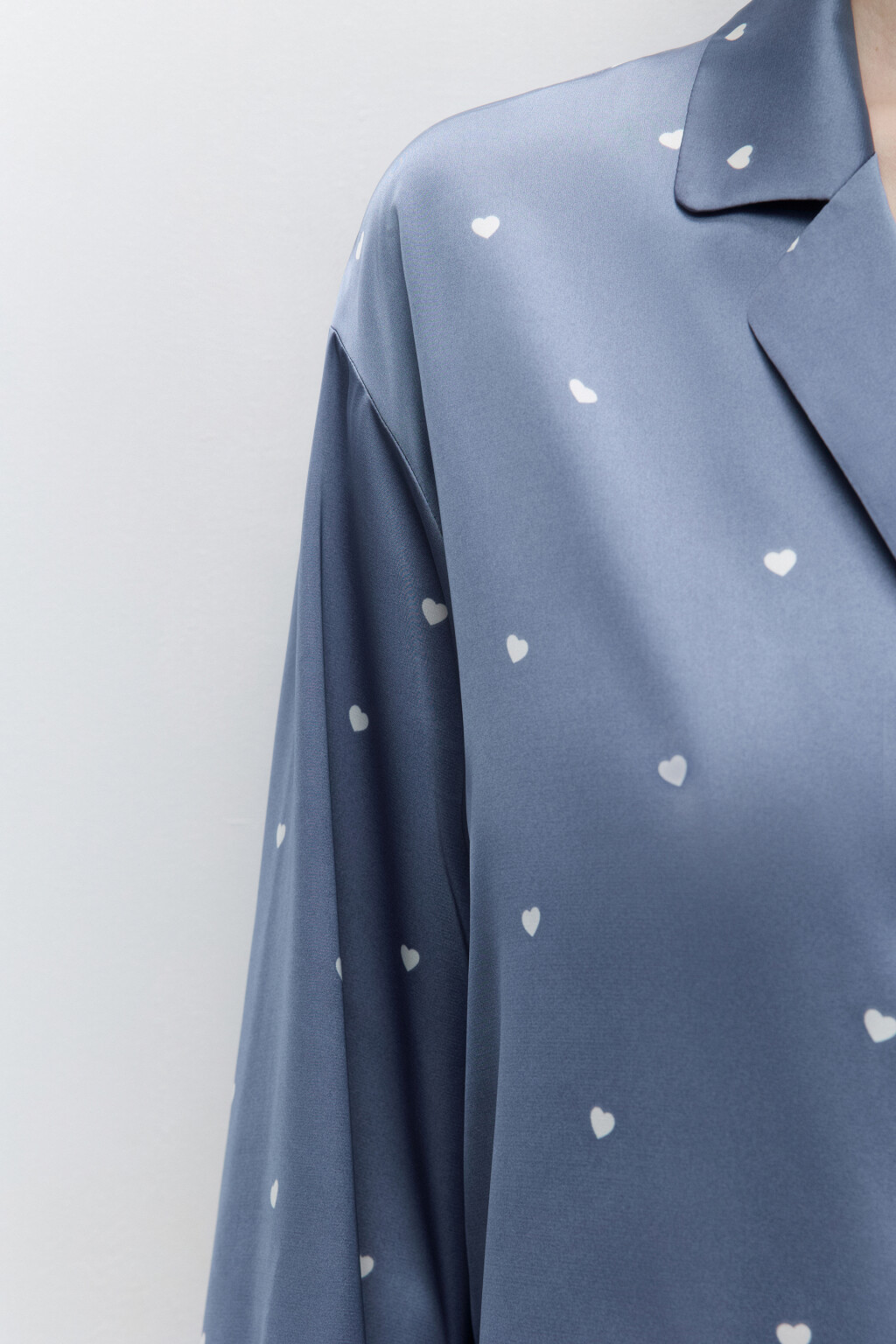 Блузка домашняя атласная с принтом - цвет бежевый - 7