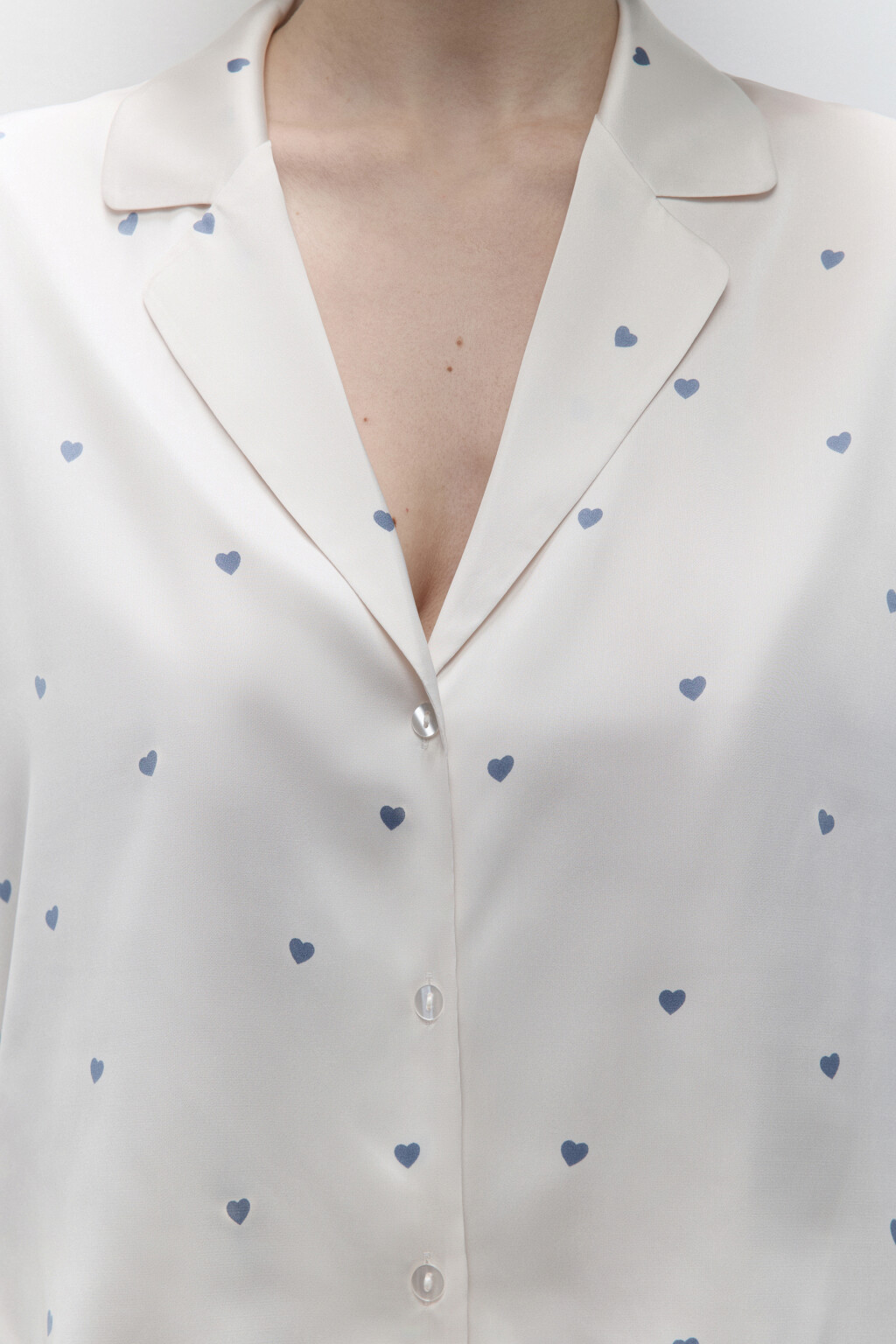 Блузка домашняя атласная с принтом - цвет голубой - 6