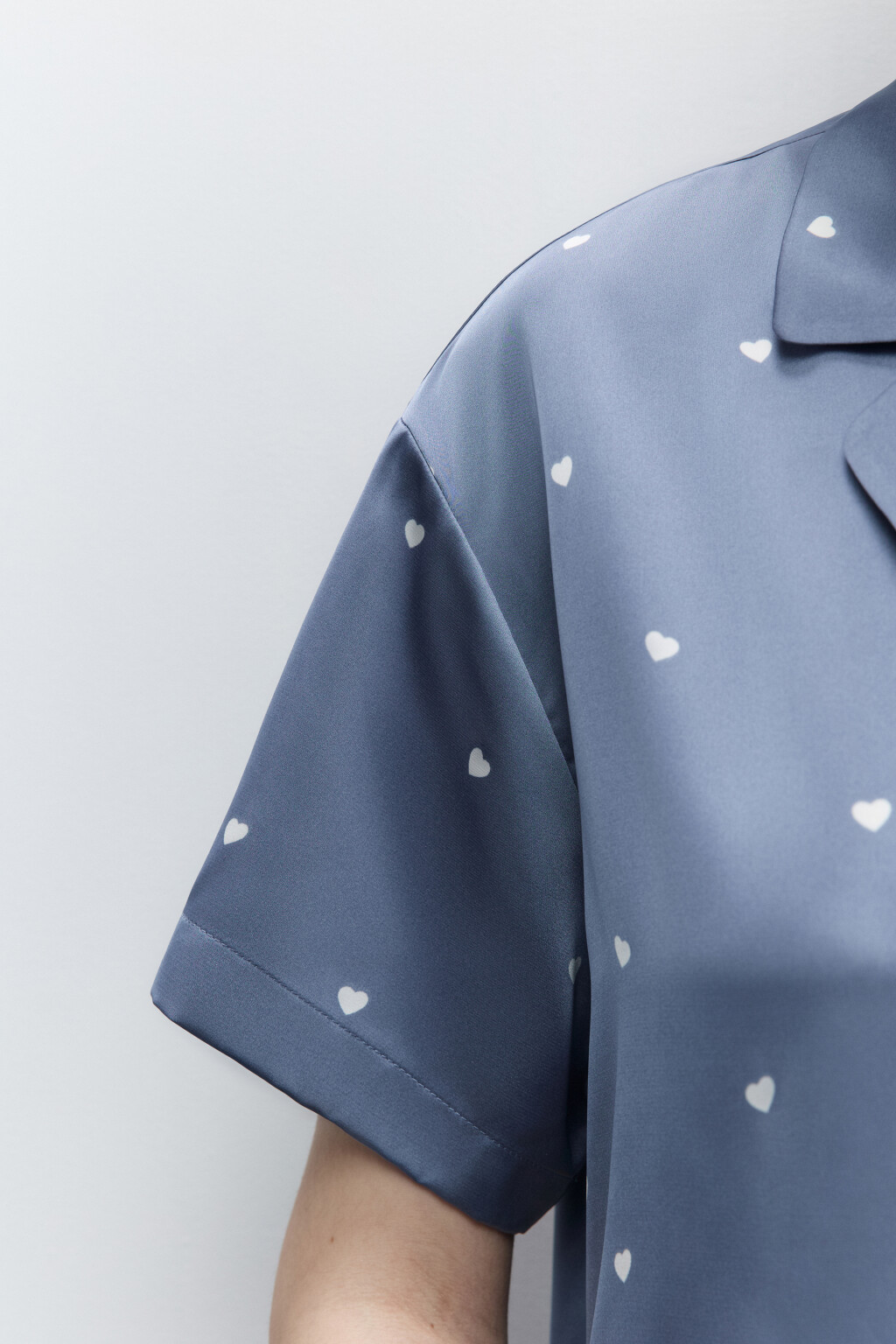 Блузка домашняя атласная с принтом - цвет бежевый - 6