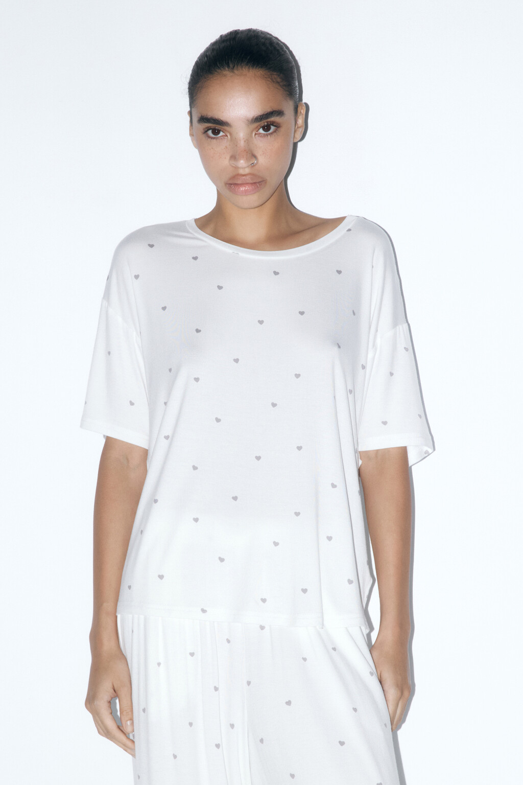 Футболка пижамная из вискозы - цвет бежевый - 2