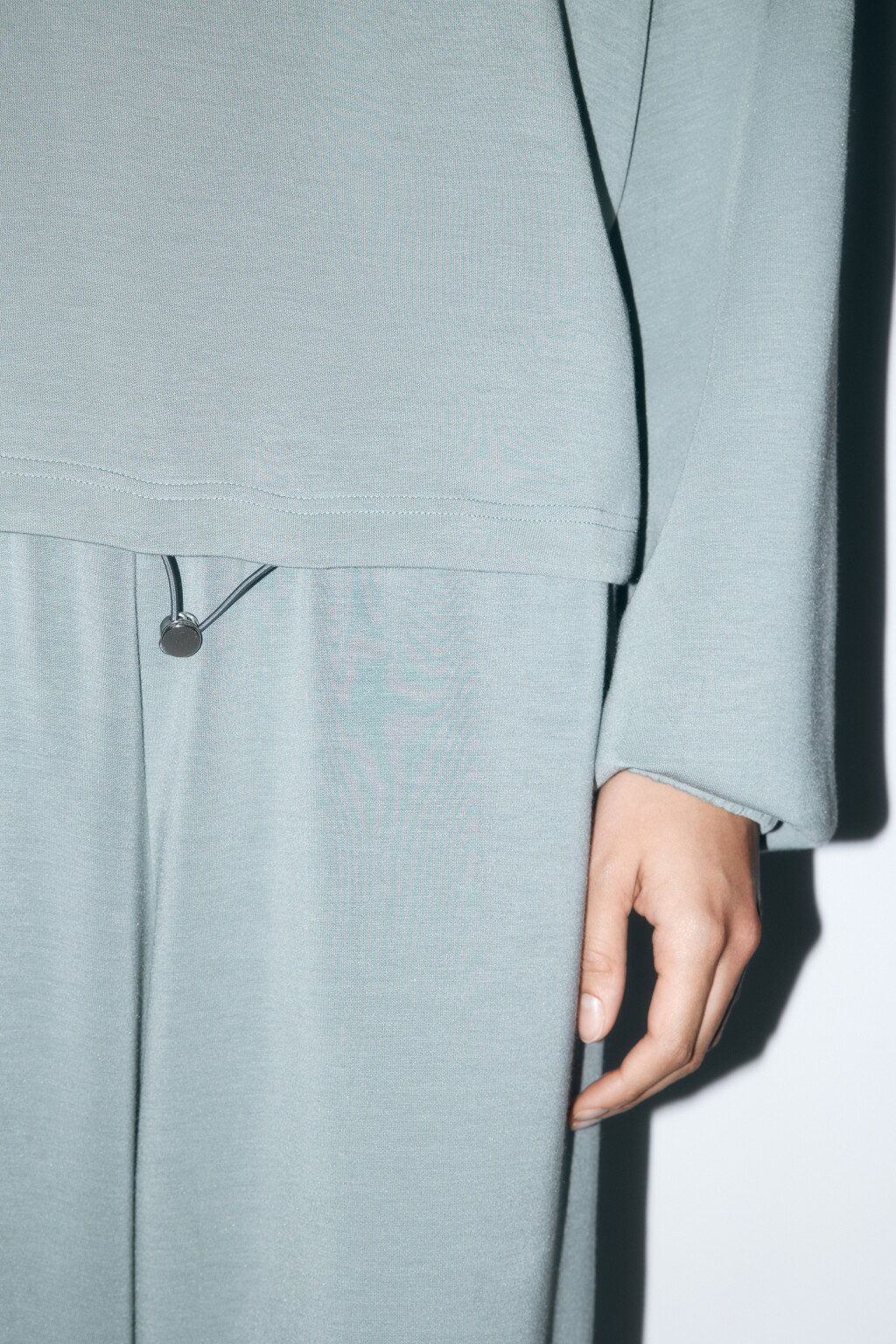 Толстовка домашняя с воротником-стойкой на молнии - цвет зеленый - 7