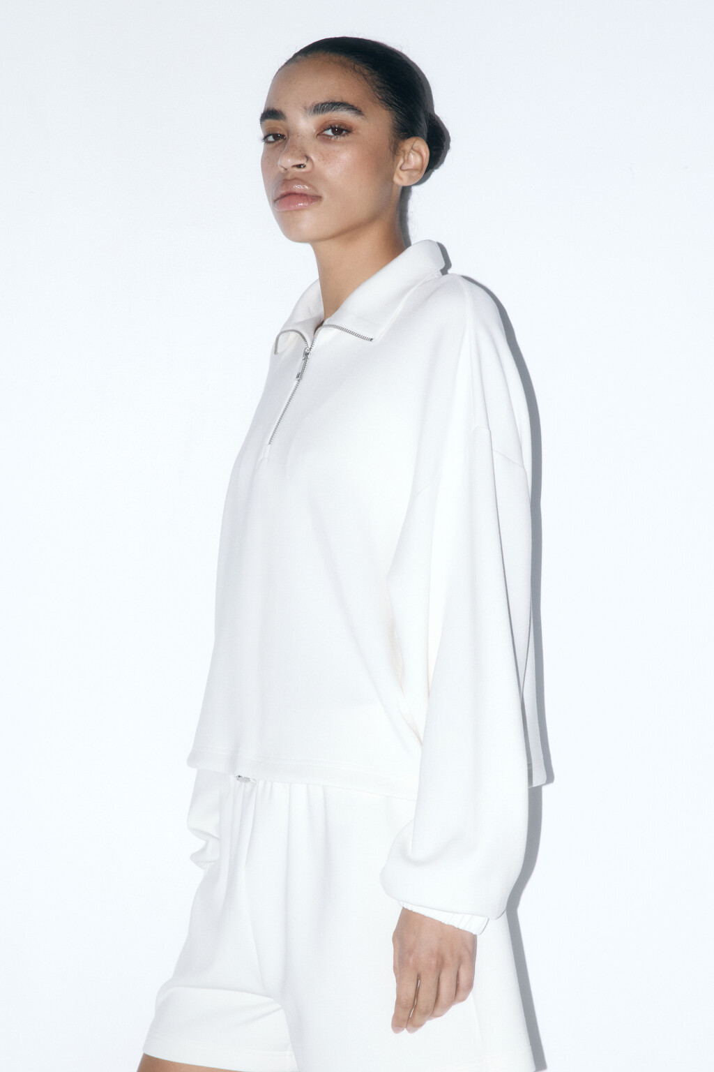 Толстовка домашняя с воротником-стойкой на молнии - цвет ванильный - 5