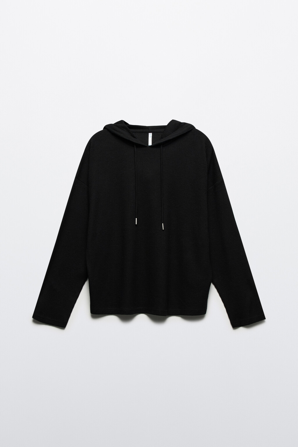 Толстовка домашняя в рубчик с капюшоном - цвет черный - 9