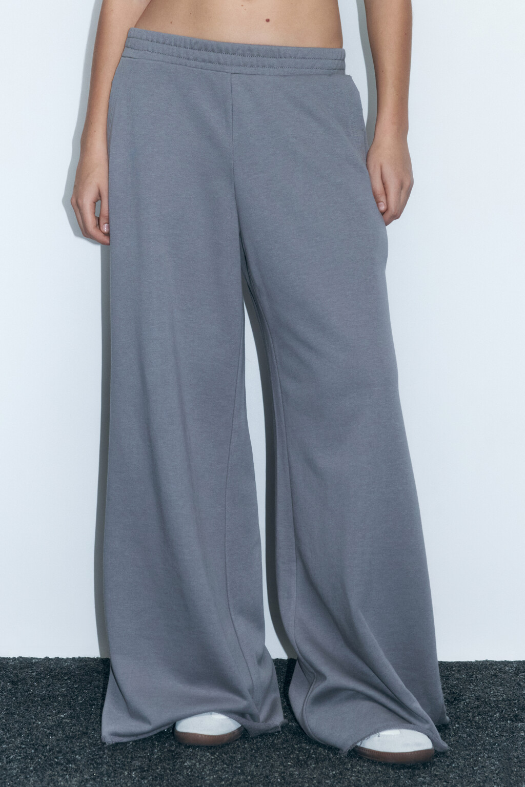 Брюки багги широкие с поясом-резинкой - цвет серый - 2