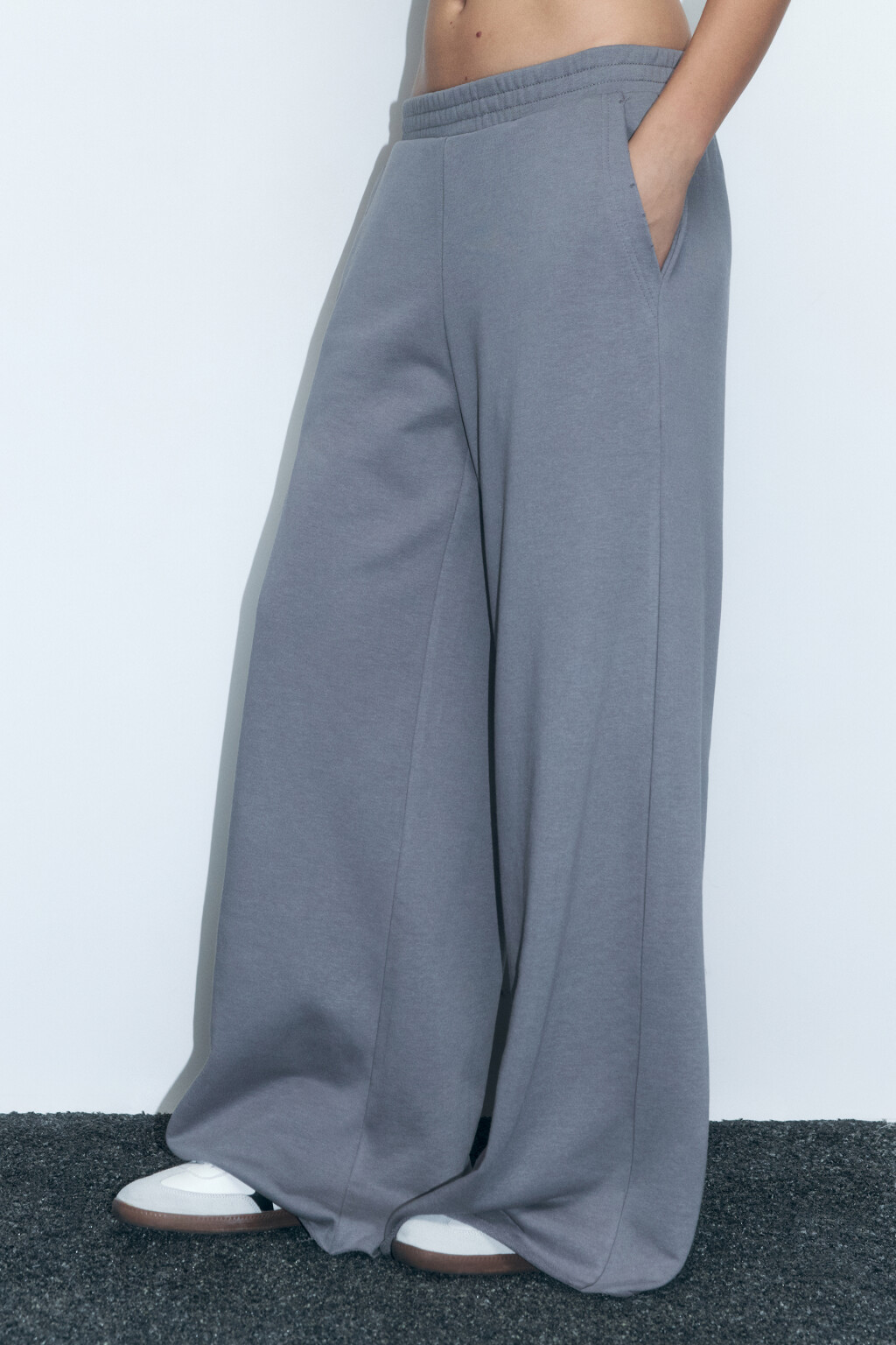 Брюки багги широкие с поясом-резинкой - цвет серый - 3