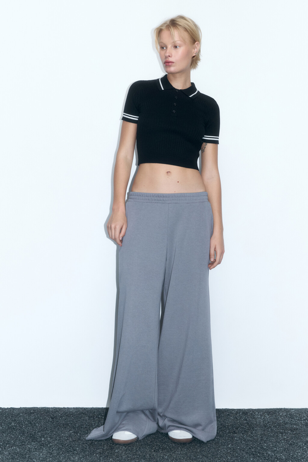 Брюки багги широкие с поясом-резинкой - цвет серый - 5