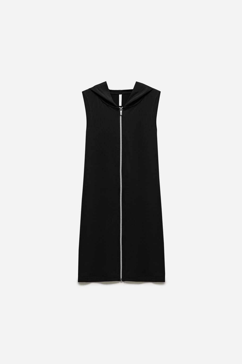 Платье мини облегающее на молнии с капюшоном - цвет черный - 8
