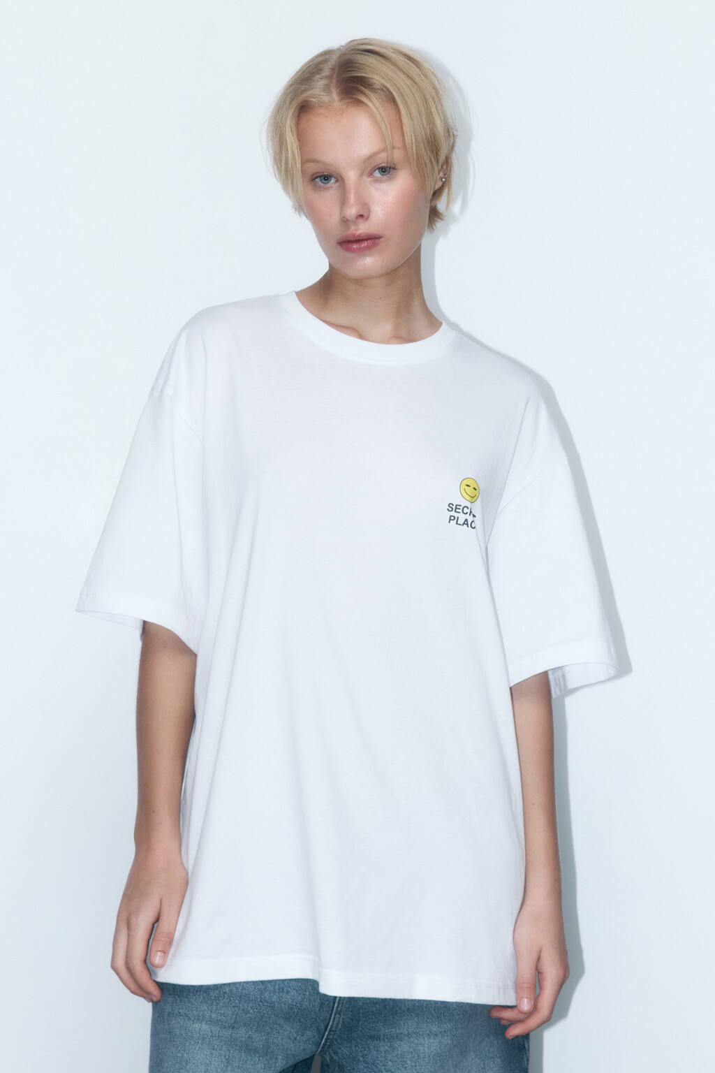 Футболка oversize хлопковая с принтом - цвет белый - 4