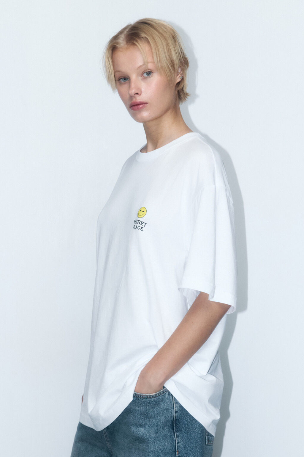 Футболка oversize хлопковая с принтом - цвет белый - 5