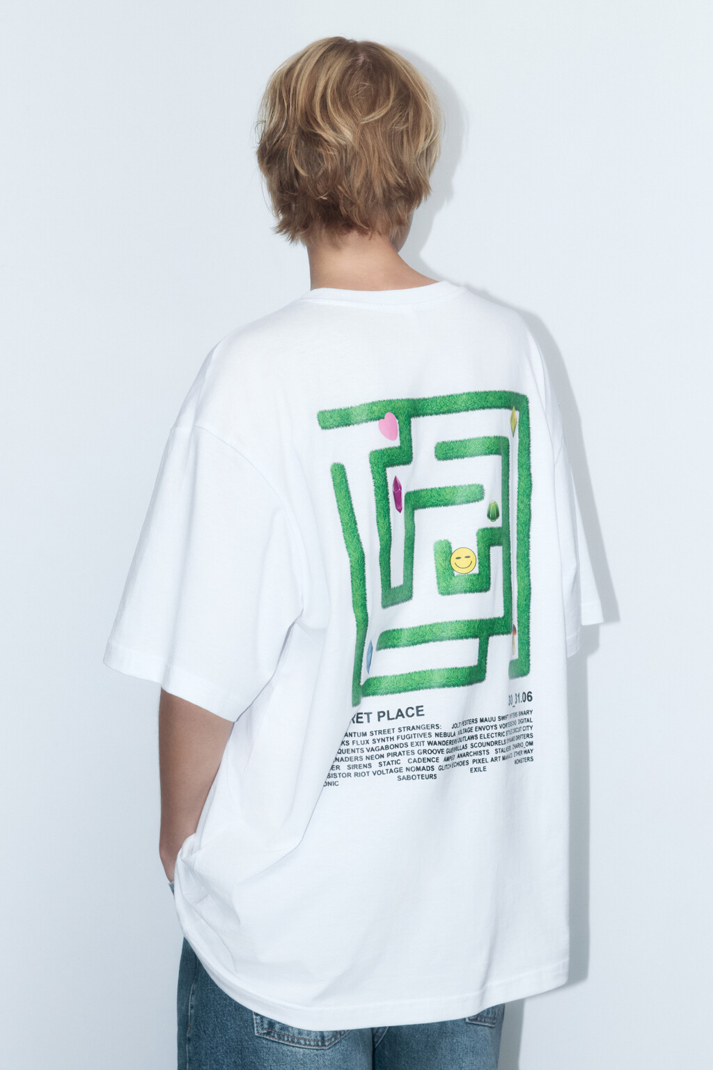 Футболка oversize хлопковая с принтом - цвет белый - 6