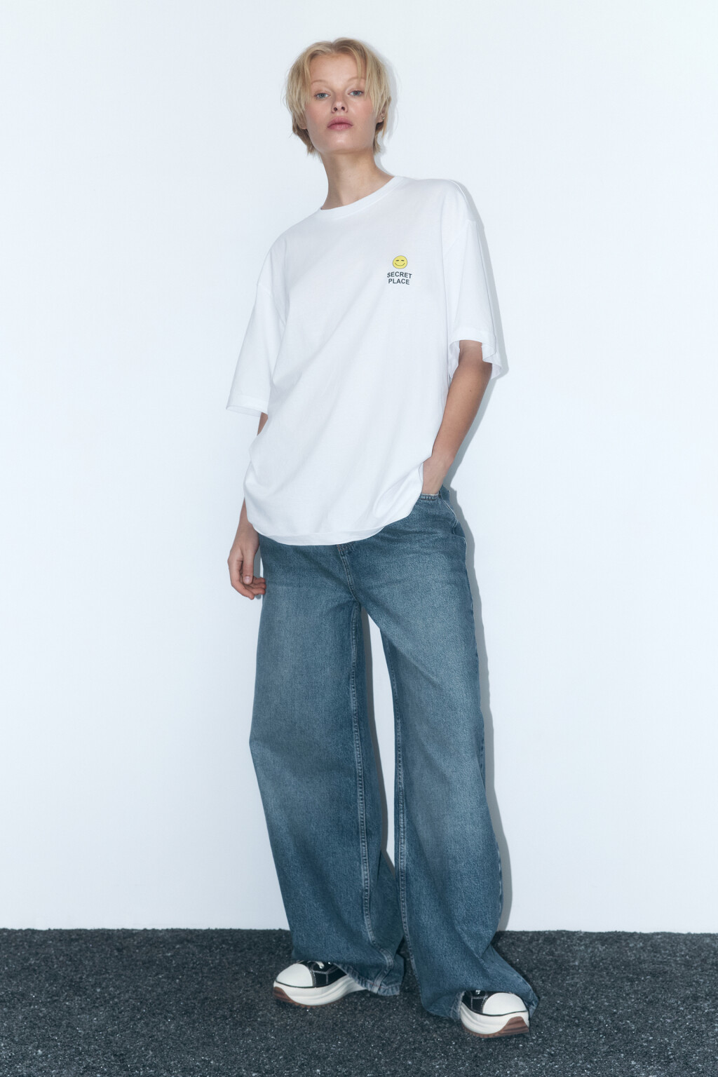 Футболка oversize хлопковая с принтом - цвет белый - 7