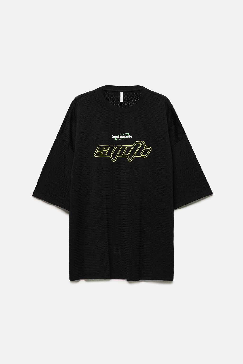 Футболка oversize спортивная из сетки с принтом - цвет черный - 9