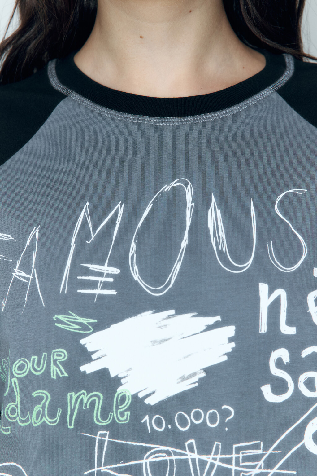 Футболка хлопковая с рукавами-реглан и принтом - цвет серый - 6