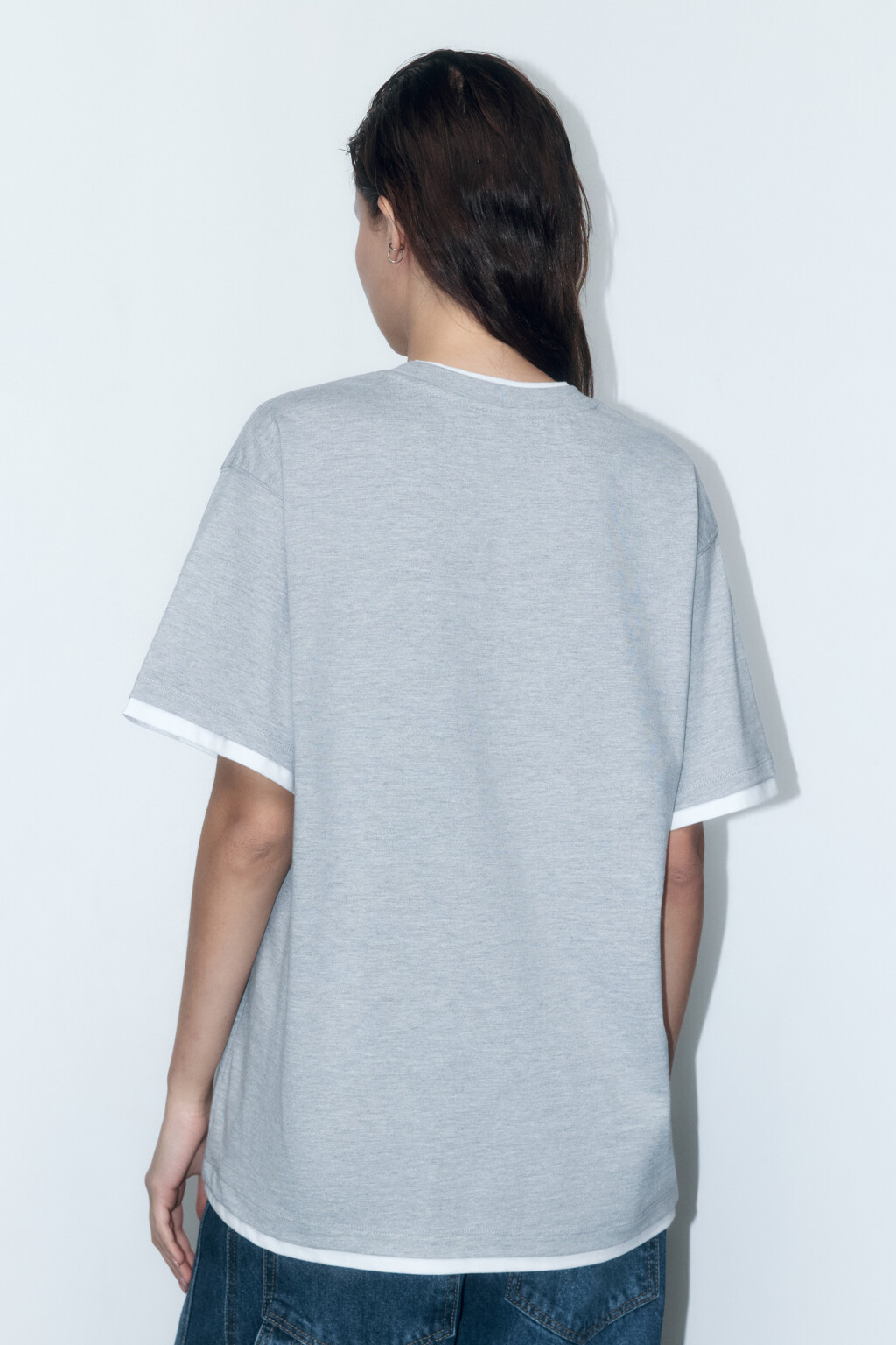 Футболка oversize с имитацией второго слоя - цвет серый - 4