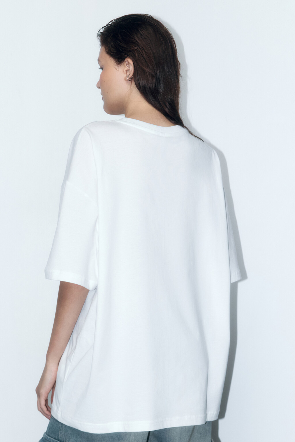 Футболка oversize с принтом и надписями - цвет белый - 4