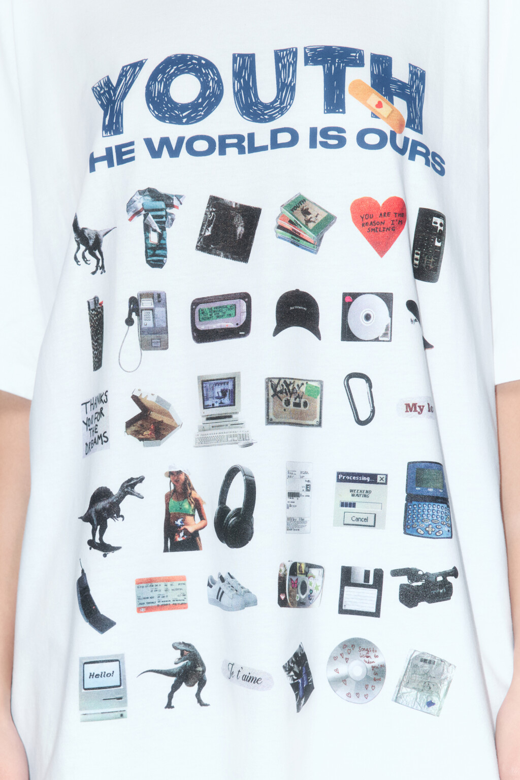 Футболка oversize с принтом и надписями - цвет белый - 6