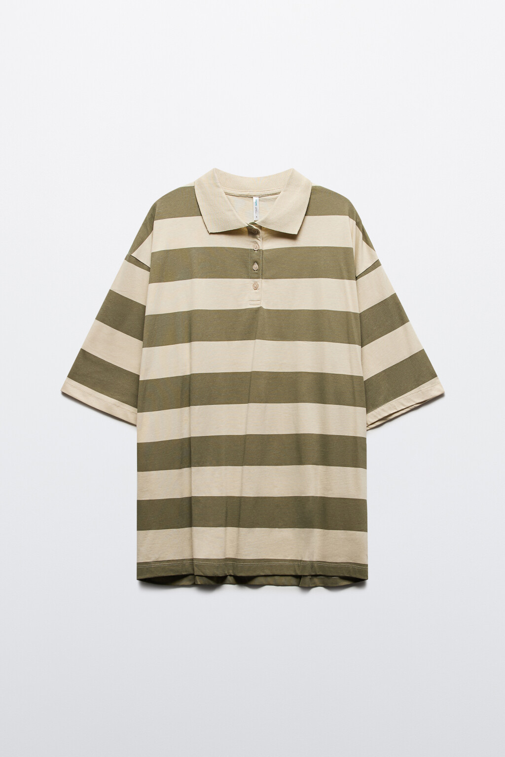 Футболка-поло oversize в полоску - цвет зеленый - 8