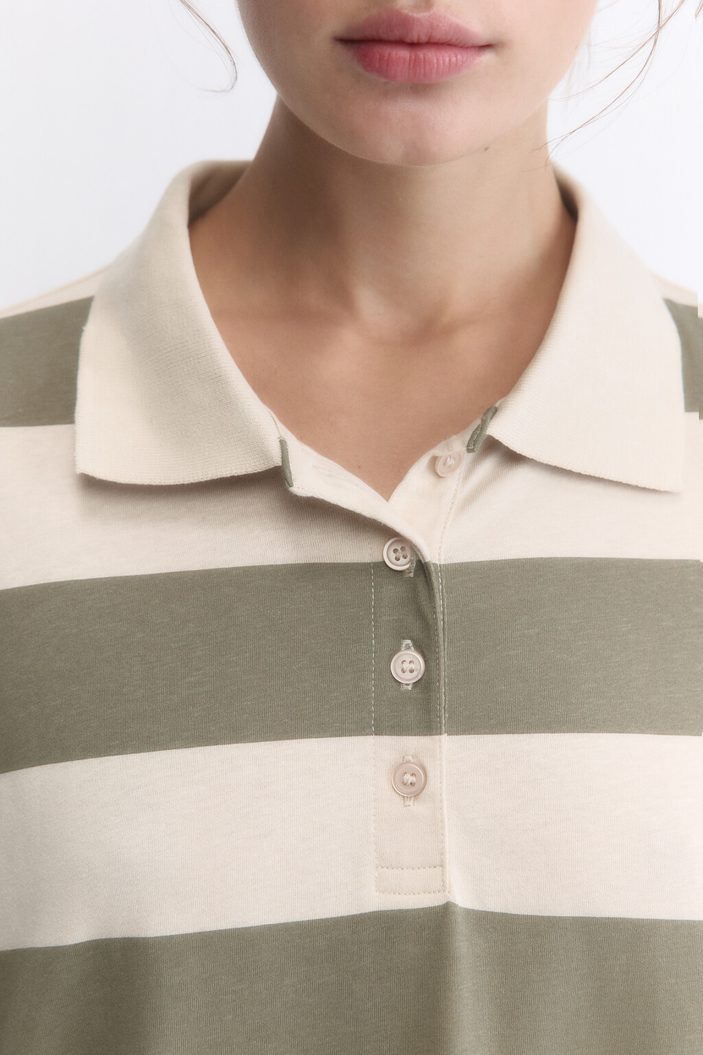 Футболка-поло oversize в полоску - цвет зеленый - 6