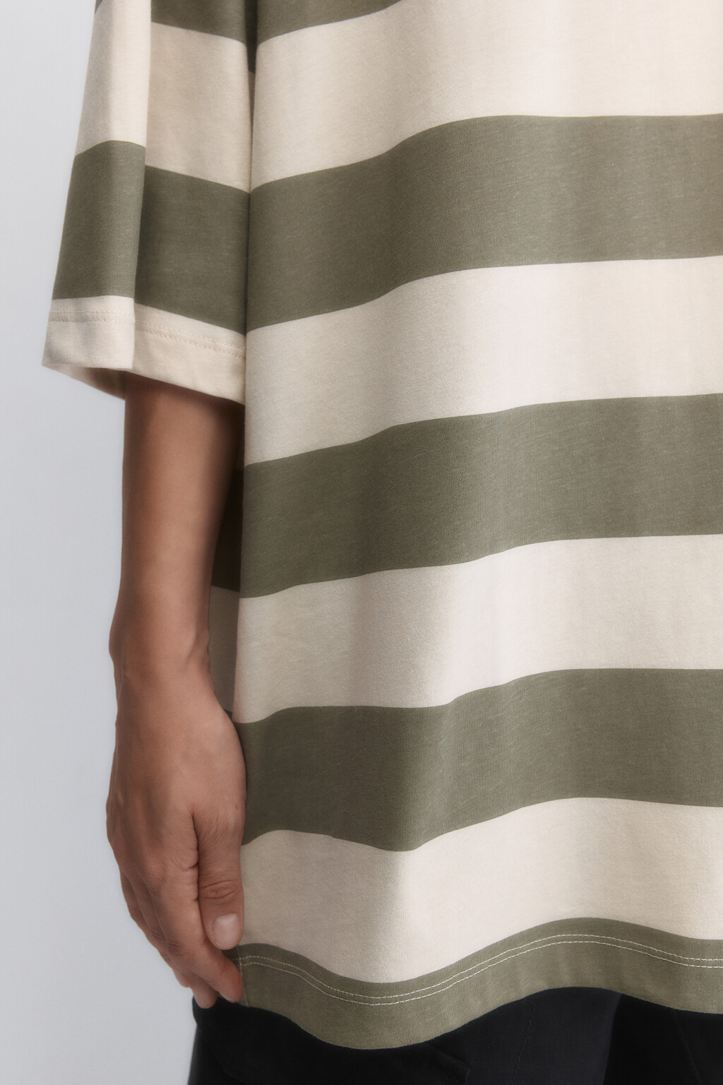 Футболка-поло oversize в полоску - цвет зеленый - 7