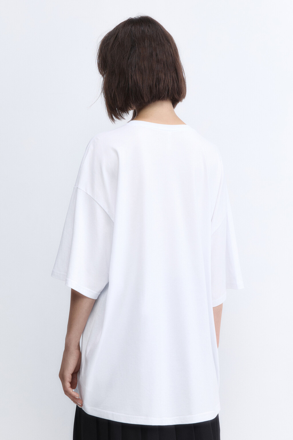 Футболка oversize хлопковая однотонная - цвет белый - 4