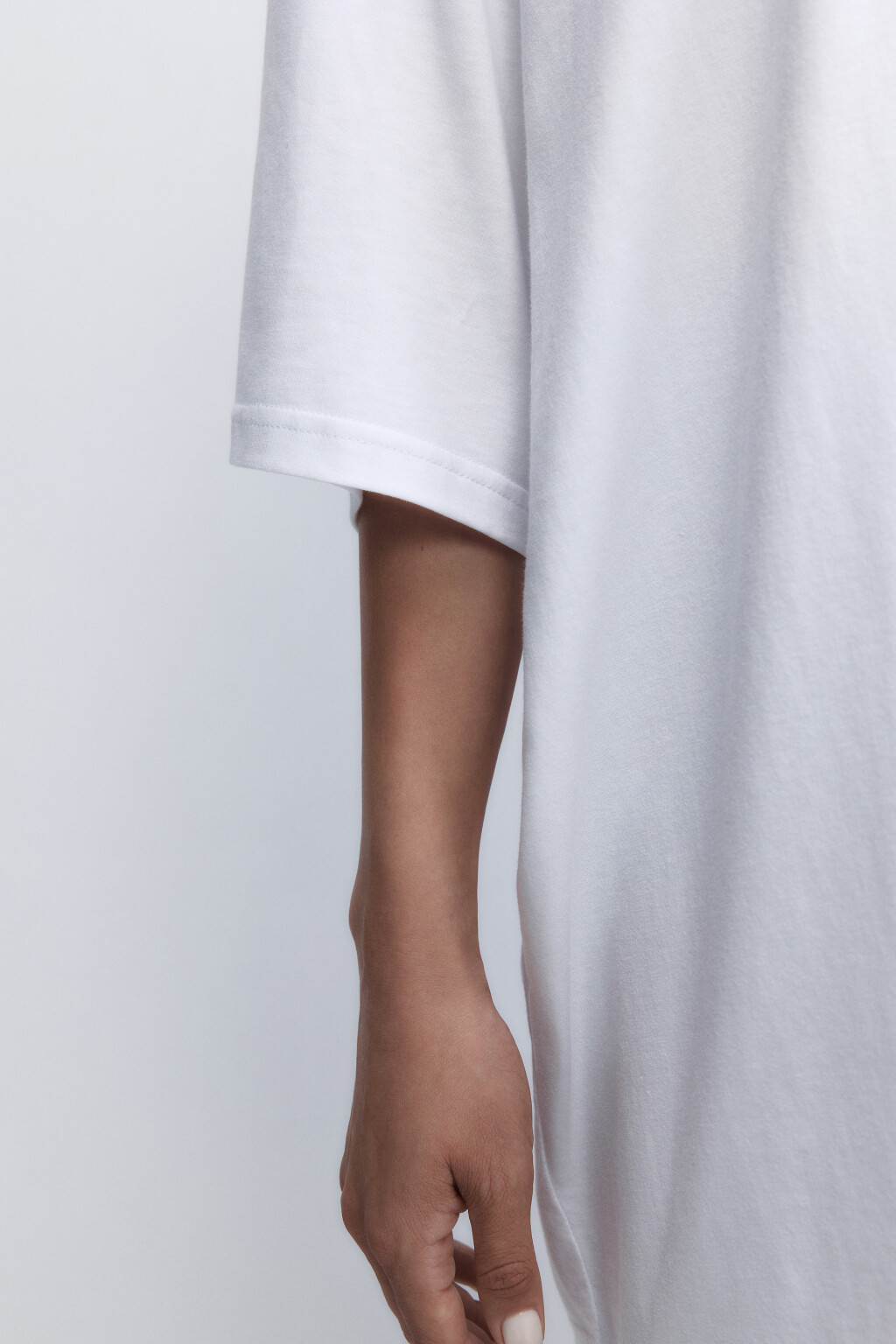 Футболка oversize хлопковая однотонная - цвет белый - 7