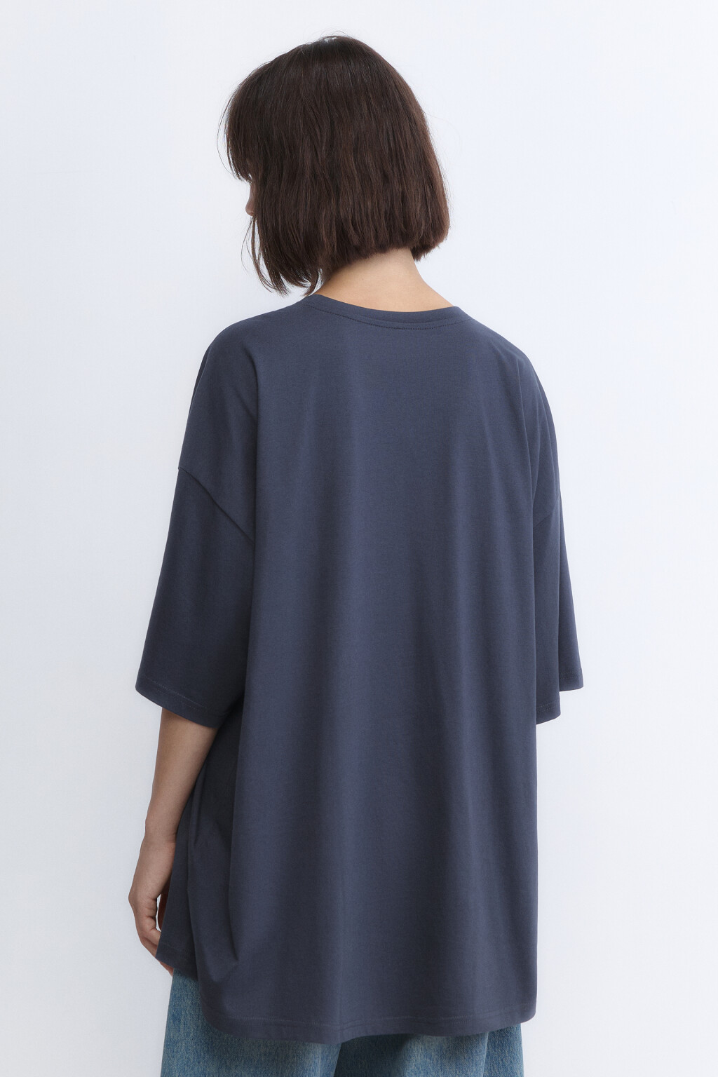 Футболка oversize хлопковая однотонная - цвет серый - 4