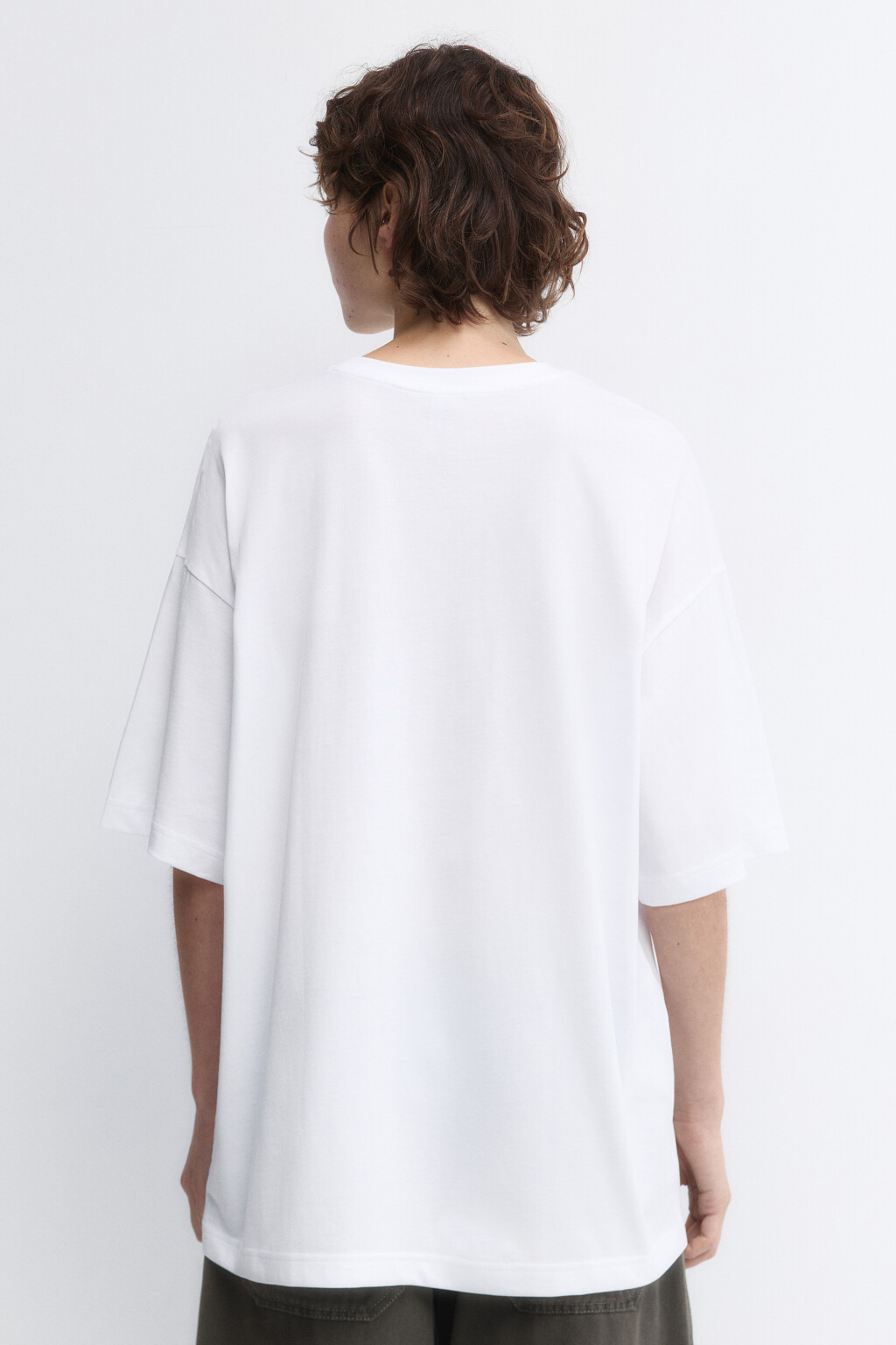 Футболка хлопковая с принтом-надписью - цвет белый - 4