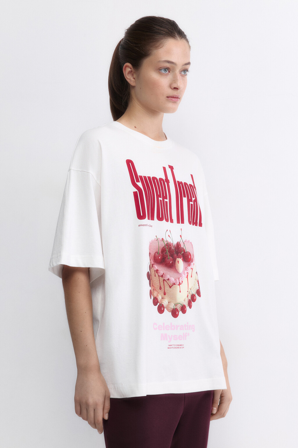 Футболка oversize с принтом и надписями - цвет белый - 3